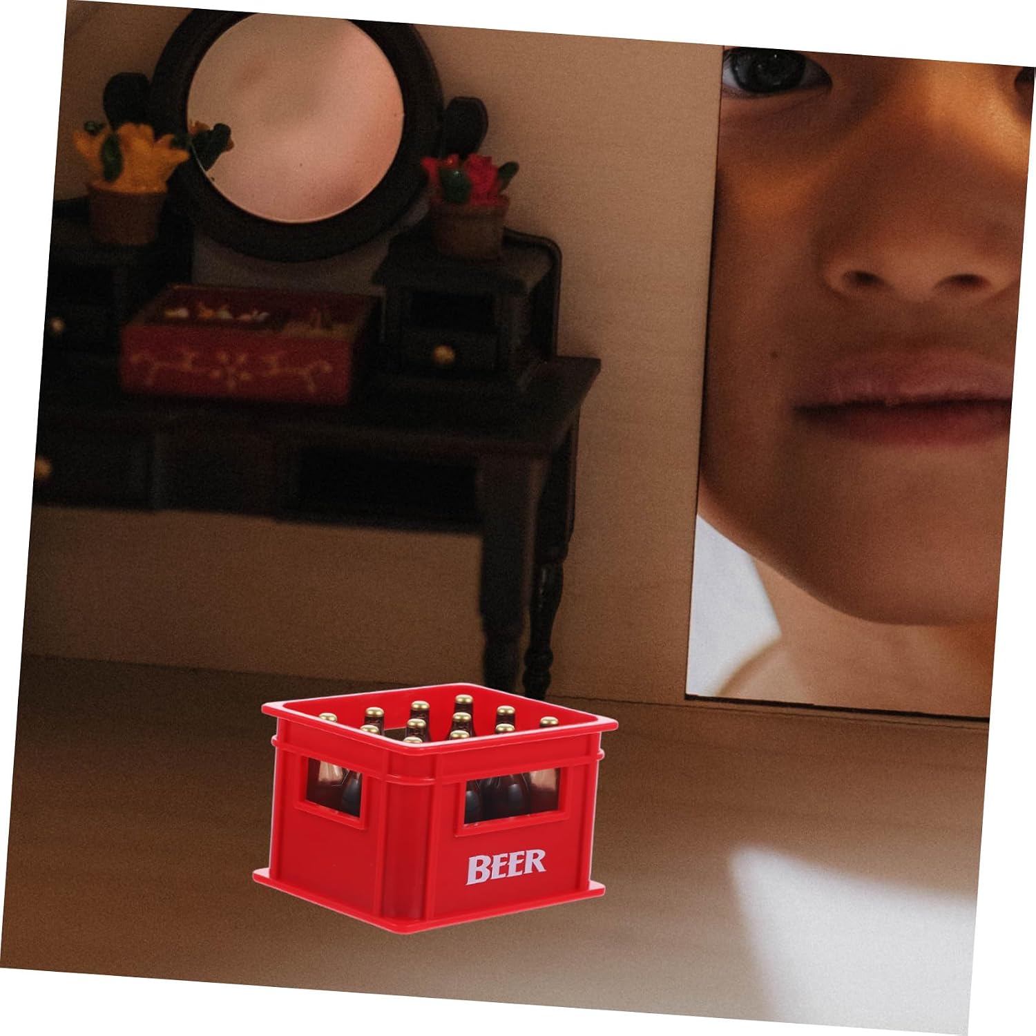 TOYANDONA Mini Beer Box Dollhouse Accessory Realistic Miniature Beer Frame Model 2.32X1.88X1.49 Inch for Desktop Decor Micro Landscape Bar Scenes