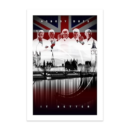 James Bond - 007 Sean Connery - Roger Moore - Timothy Dalton - Pierce Brosnan - Daniel Craig - 13x19 Original Minimalist Art Poster Print
