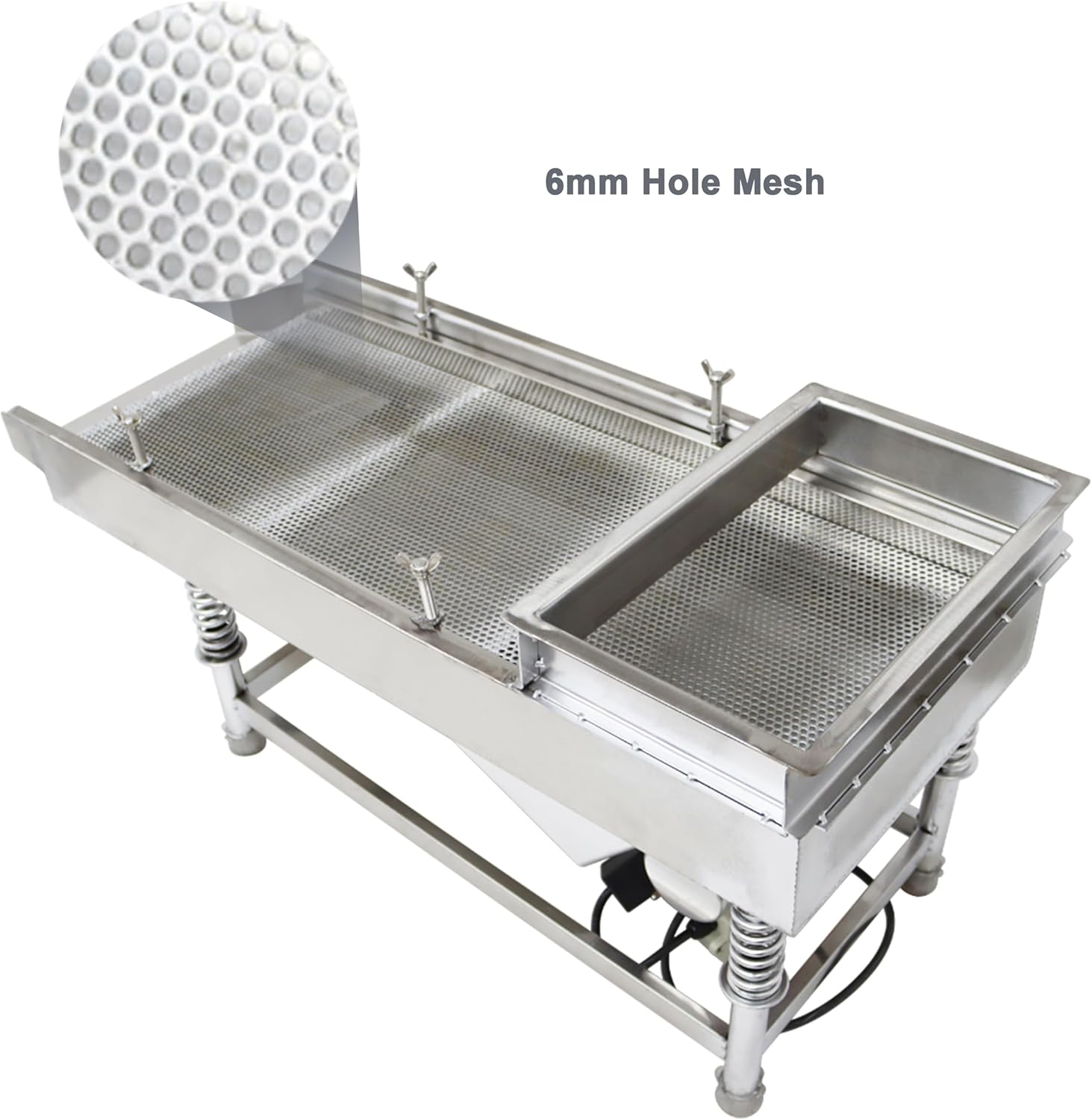 TECHTONGDA Straight Vibrating Sieve Screen Shaker Electric Linear Sifter Machine Stainless Steel One Layer One Motor 6mm Screen Size 11.8×29.5inch 110V