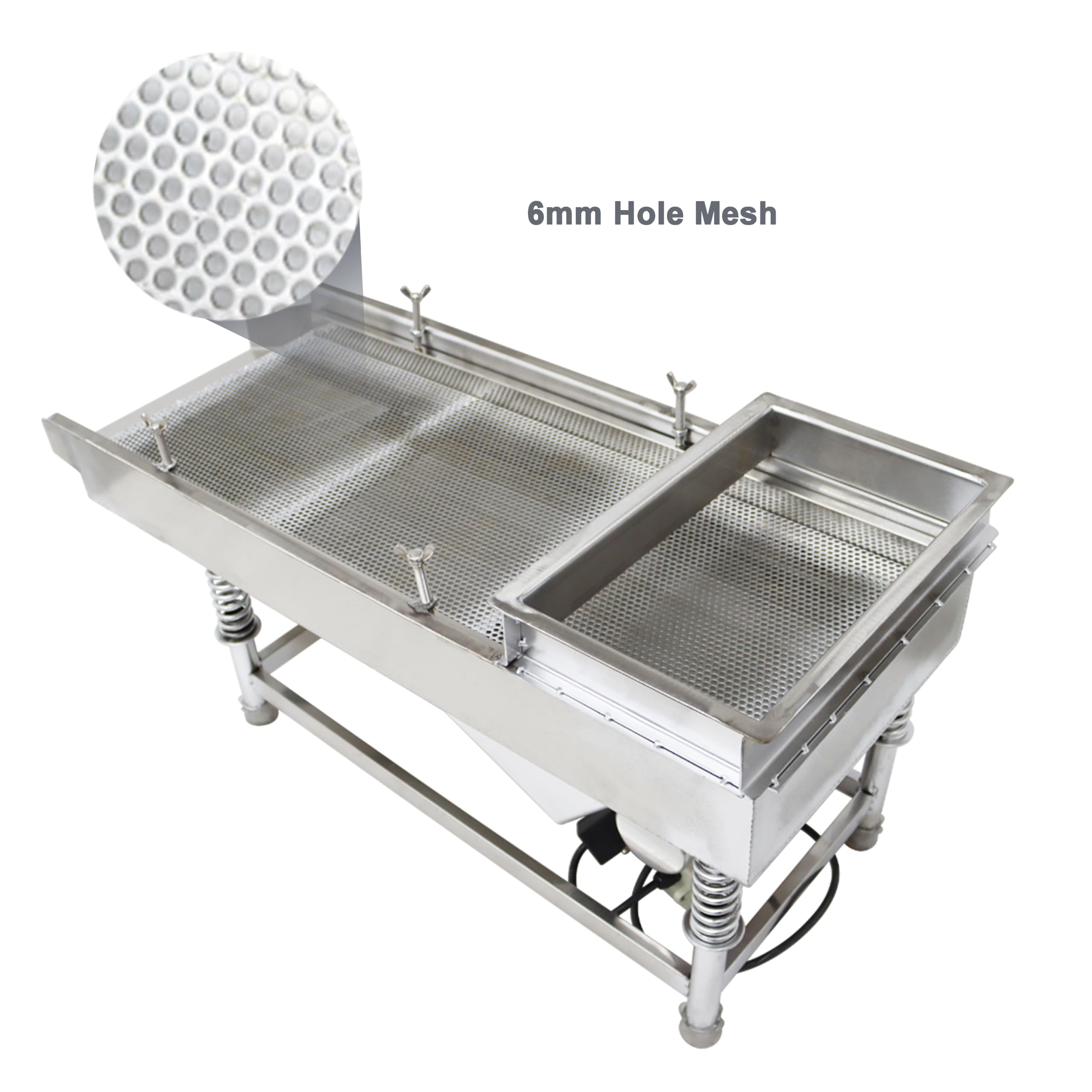 TECHTONGDA Straight Vibrating Sieve Screen Shaker Electric Linear Sifter Machine Stainless Steel One Layer One Motor 6mm Screen Size 11.8×29.5inch 110V