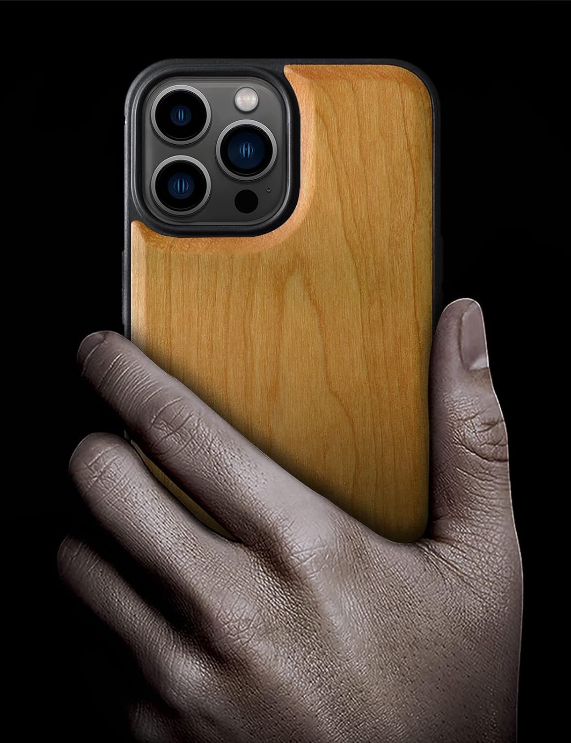 Carveit Magnetic Wood Case for iPhone 13 Pro Case MagSafe [Hard Real Wood & Soft TPU] Shockproof Hybrid Protective Cover Unique & Classy Wooden 13 Pro Case Compatible with MagSafe (Natural Cherry)