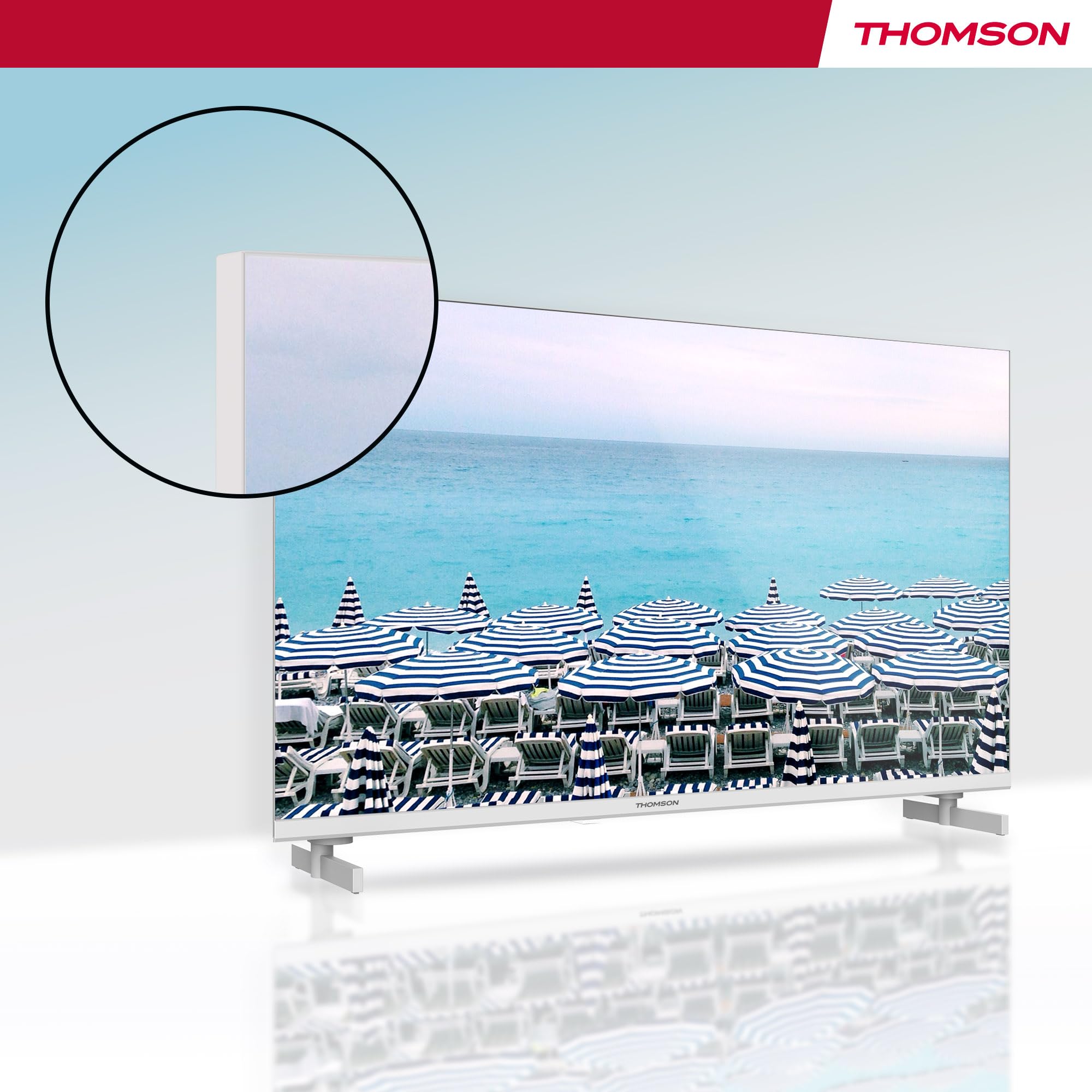 THOMSON 32 Pouces (80 cm) LED HD Blanc Easy TV – Non Smart – Hotel Mode, USB, HDMI, Triple-Tuner (Câble/Satellite/Antenne), CI+, A+ Panneau – 32HD2S13W