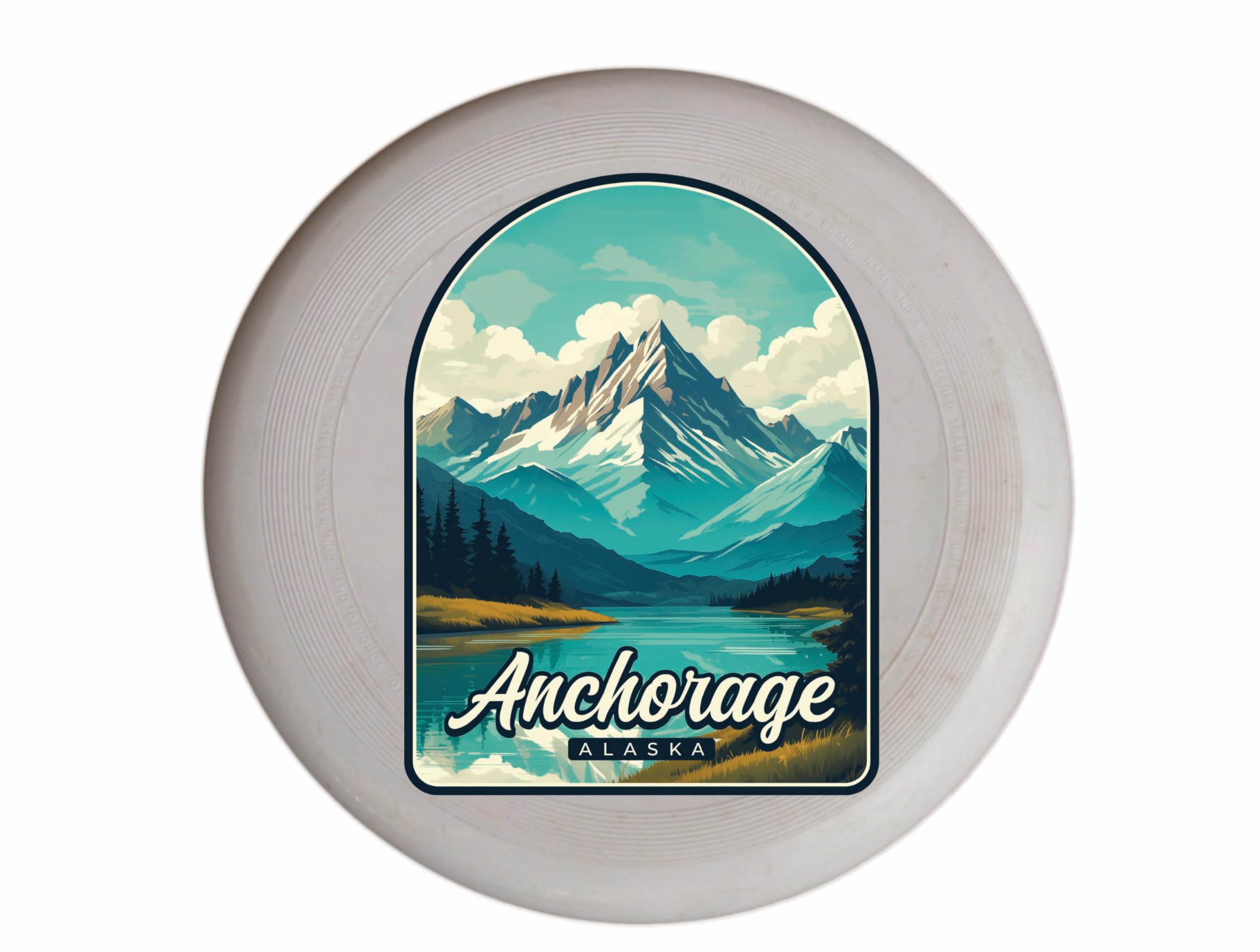 Anchorage Alaska Lake Mountain Design Souvenir Frisbee Flying Disc 4-Pack