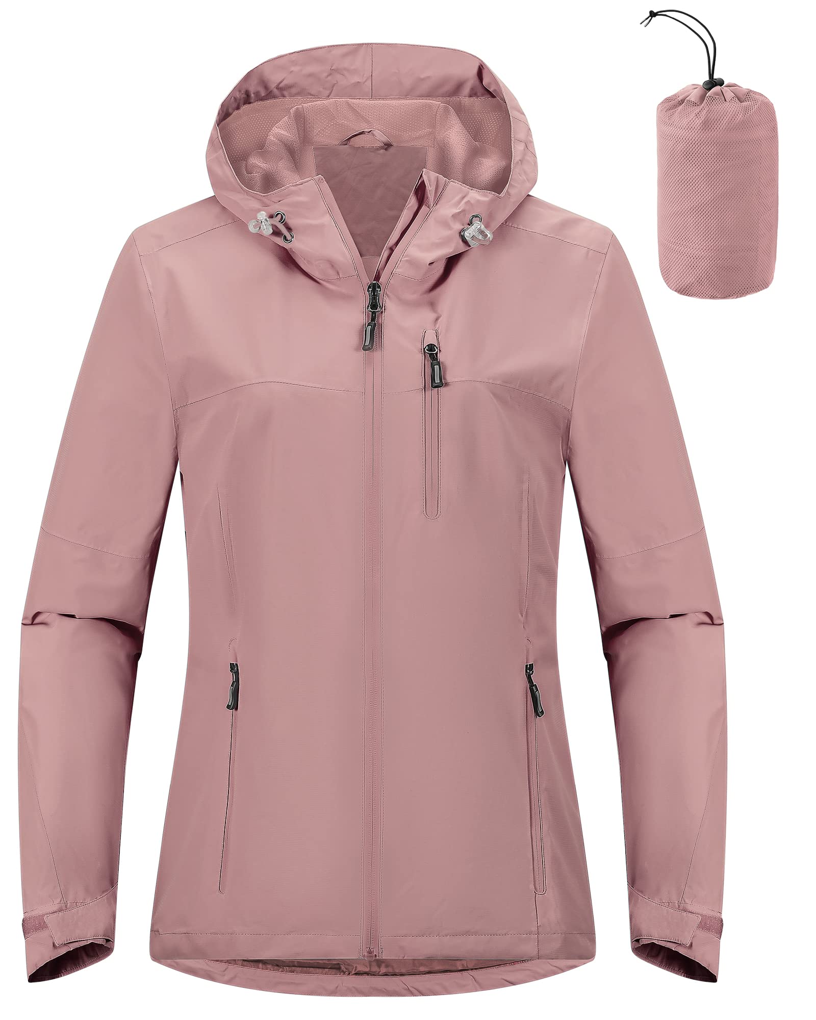 Outdoor Ventures Packable Rain Jacket Women Waterproof Raincoat with Hood