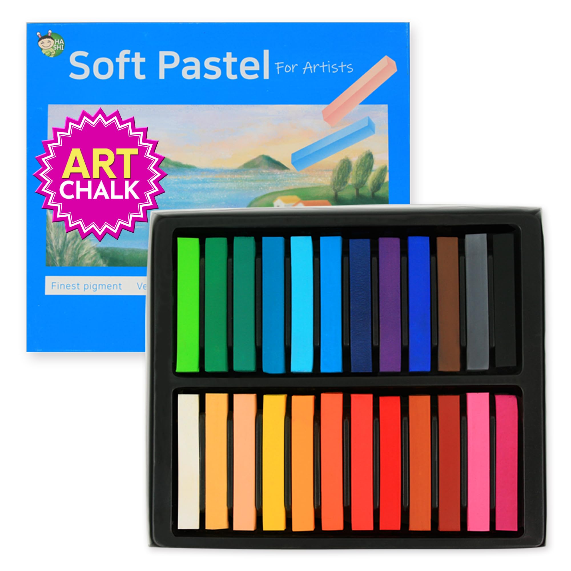 HA SHI Soft Pastels - 24 Colors for Art & Crafts -1 HA SHI Soft Pastels - 24 Colors for Art & Crafts -1