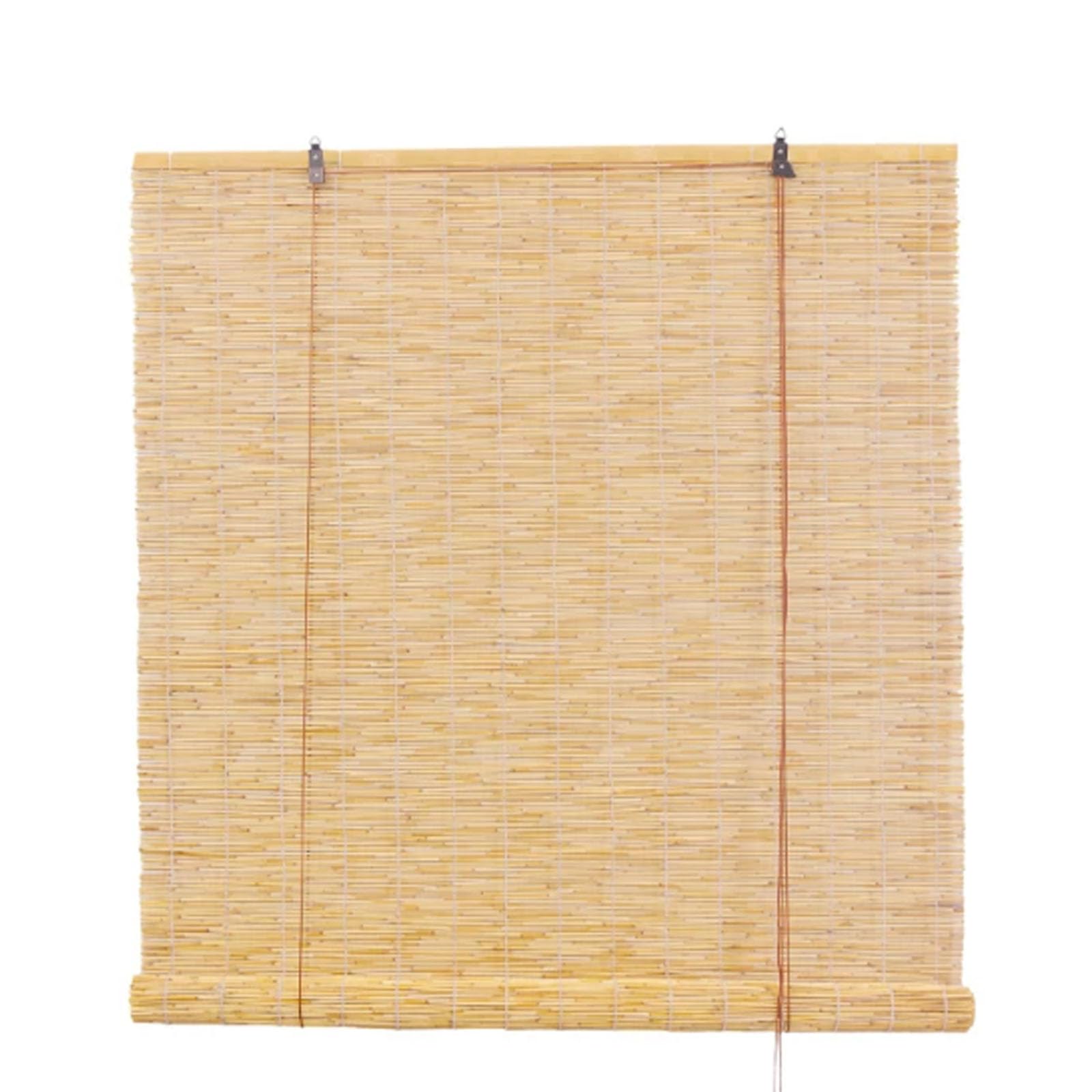 Natural Handwoven Reed Roller Curtain,Privacy Sun Shade Blind,Light Filtering Breathable Window Shades,Living Room Partition Straw Curtain,for Indoor Outdoor Home Decoration (W100xH100cm/W39xH39in)
