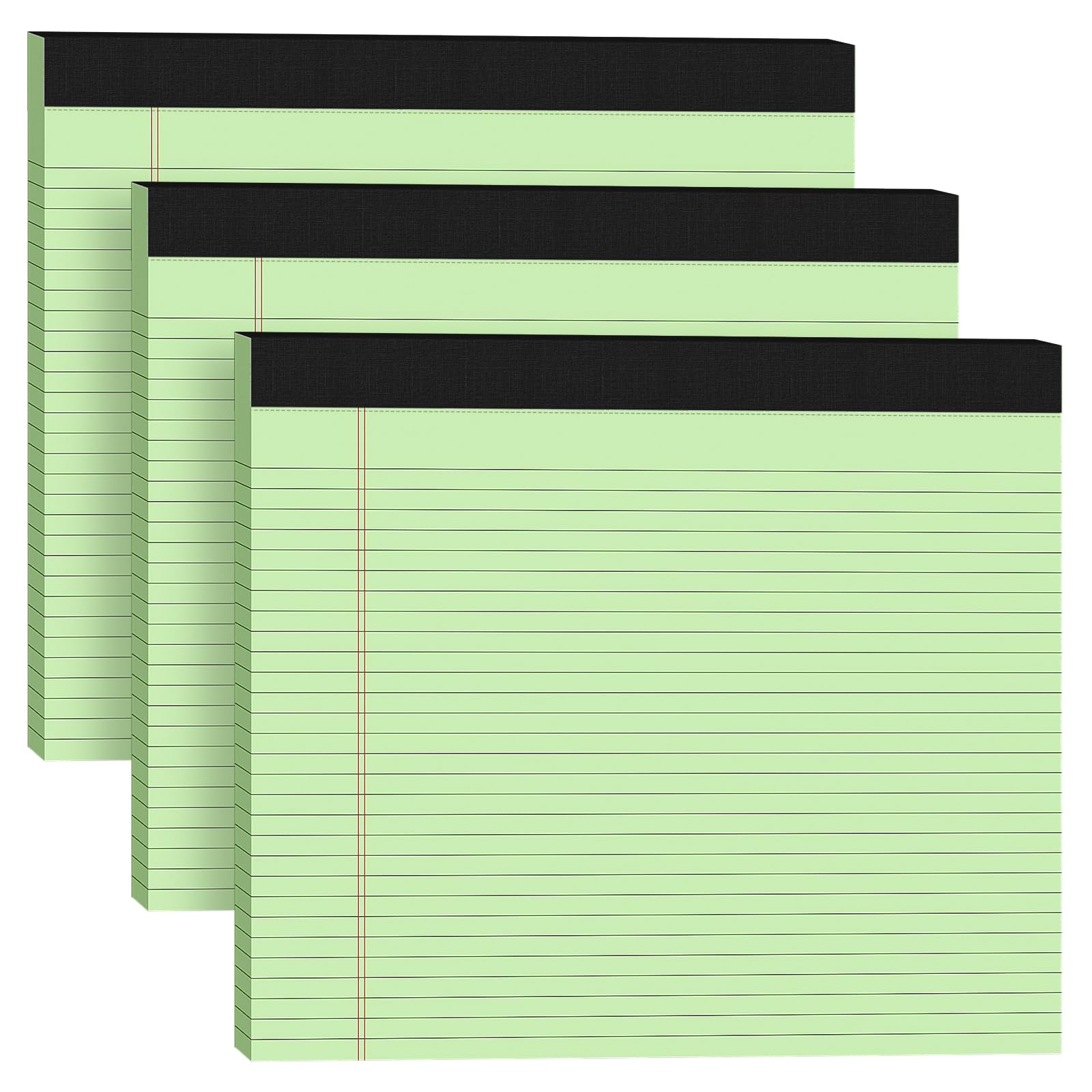 AILZFEI 3 Pack Wide Legal Pads 11" x 9.5" (Landscape Format) Green College Ruled Note Pad Narrow Ruled 30 Sheets per Notepad Perforated Writing Paper with Thick Backboard Horizontal Pads of Paper โ image 1
