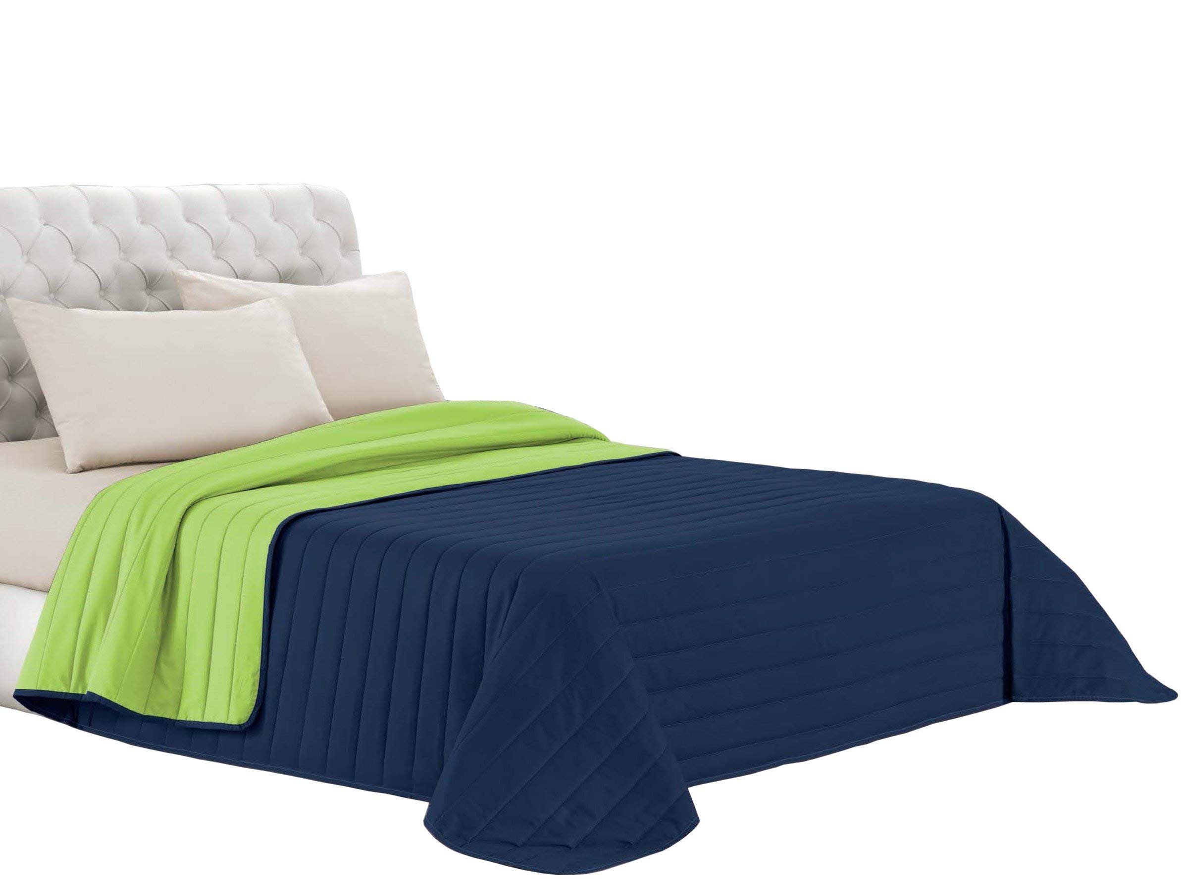 Elegant Summer Quilt Apple Green/Dark Blue, Single