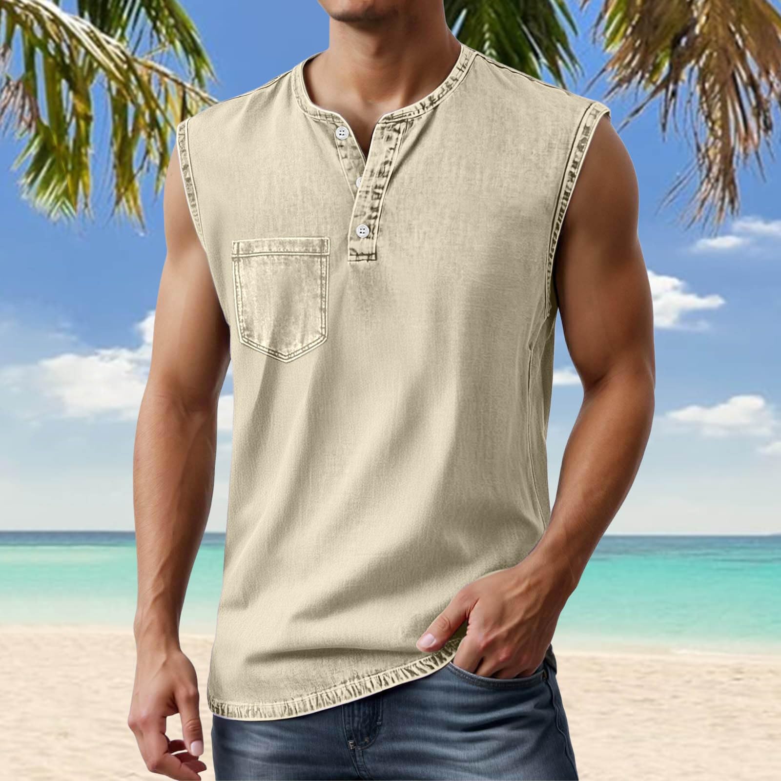 Canottiera Uomo Palestra Compressione Sportiva Running Tank Top Men Canotta Traspirante Elasticizzato Asciugatura Canottiere Senza Maniche per Corsa Spiaggia Estate con Bottoni Gilet Sportivo