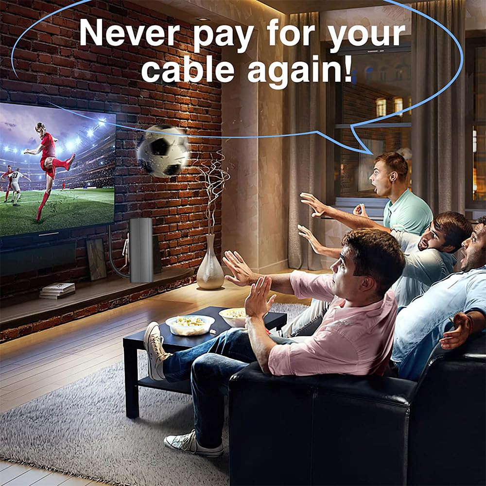 Antenna TV – Antenna TV digitale per interni con segnale forte, portata UK 466+ miglia, antenna Smart TV, supporto esterno radio VHF/UHF/DAB/4K/1080P (C)