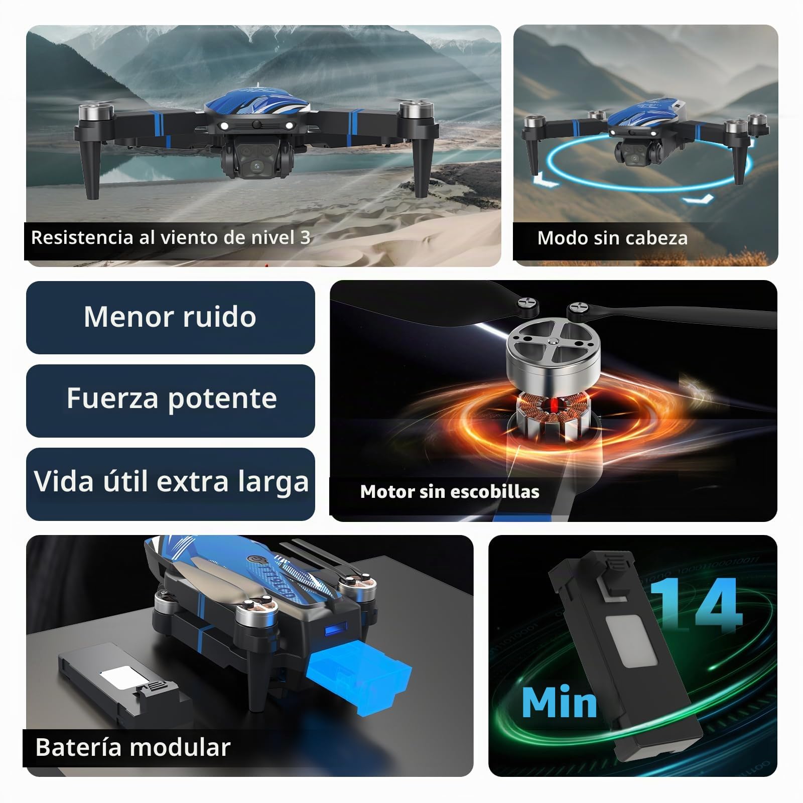 Dron con Cámara 4K Drone para Adultos, Pantalla LCD RC, FPV Live Vídeo Mini Drones, Esquiva de Obstáculos en 270°, 3D Flips, RC Cuadricóptero plegable para principiantes, Tarjeta SD hasta 32GB