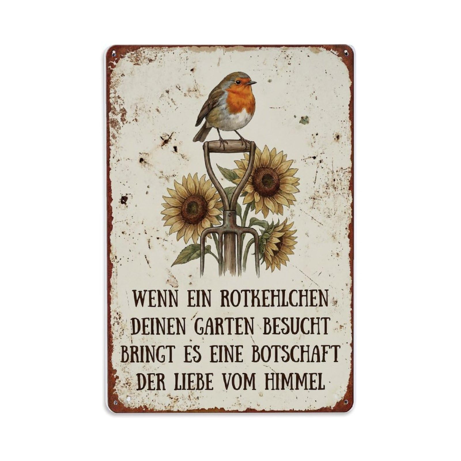 Robin Bird Spiritual Visitor Metal Tin Sign Plaque Wall Decor for Cafe, Club Bar, Office, Home Garden Metal Poster 8x12Inch