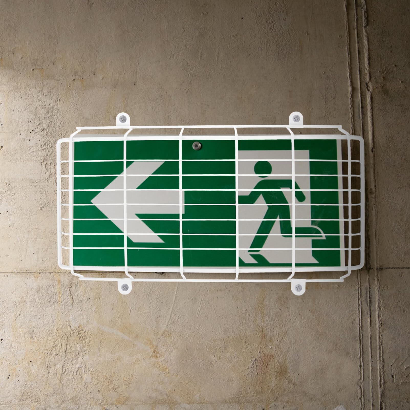 Wireless Exit Sign Gadpiparty Exit Sign Protective Cage - Heavy-Duty Iron Wire Guard For Emergency Lights (36x36x10cm, White) Exit Sign Cage