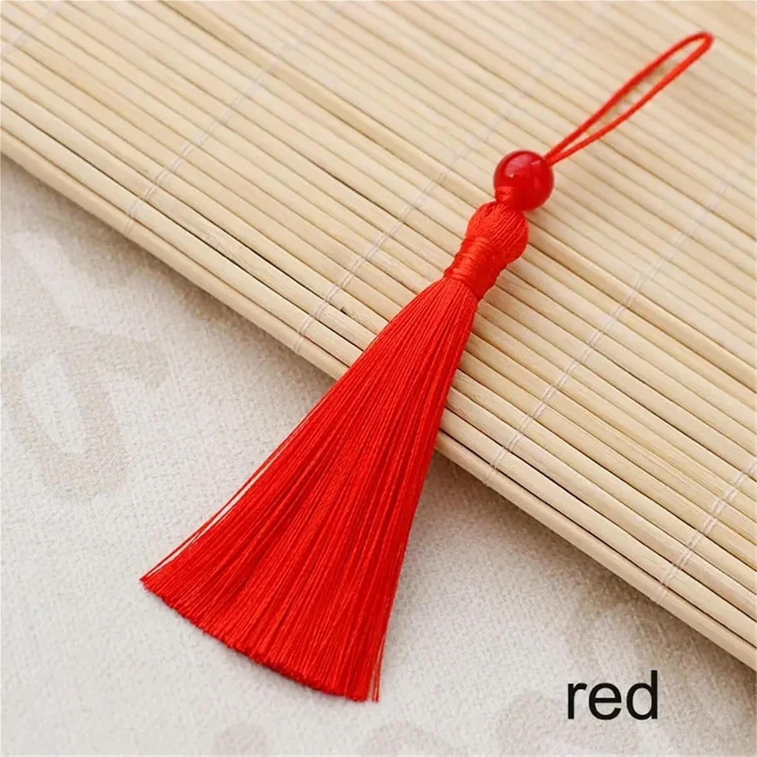 red Tassels 100/200pcs 7CM Handmade Silk Jade Bead Tassels Bookmark Key Tassel for DIY Apparel Sewing Supplies Home Decoration(Red,200pcs)