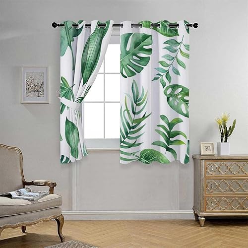 Miniatura 2 de Rv Window Curtains Leaf Decor Grommet Short Cortinas para Closet Sin Puerta Cortinas para Ventanas De Cuarto 72Inch Width by 72Inch Length,2 Panels