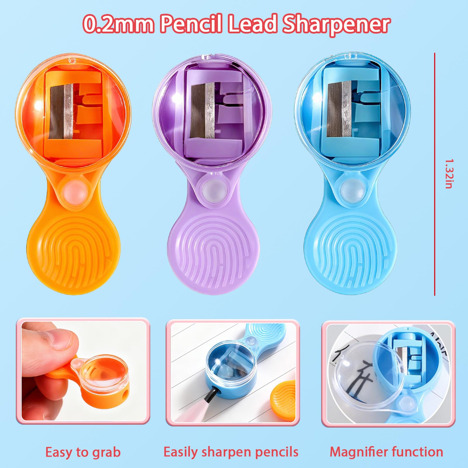 Bonito juego de portaminas rosa de 2 mm que incluye 3 lápices mecánicos Kawaii de 2 mm, 3 tubos de repuesto de minas de portaminas, 3 gomas de borrar, 2 sacapuntas, caja de almacenamiento