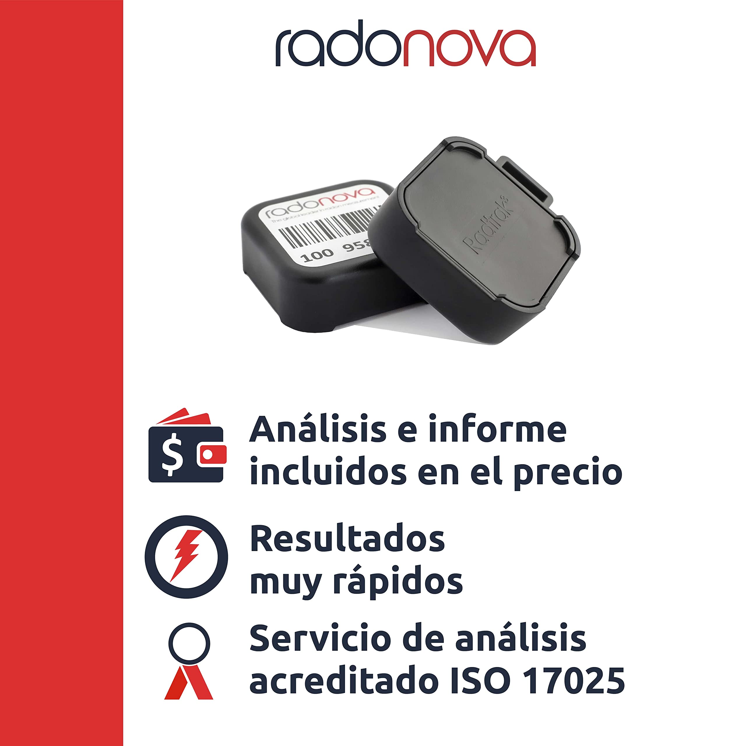 Radtrak³ - Medida de Radón de Larga exposición en Edificios | Resultados fiables y rápidos | Informe de análisis y Medida Incluido Viviendas (3 detectores)