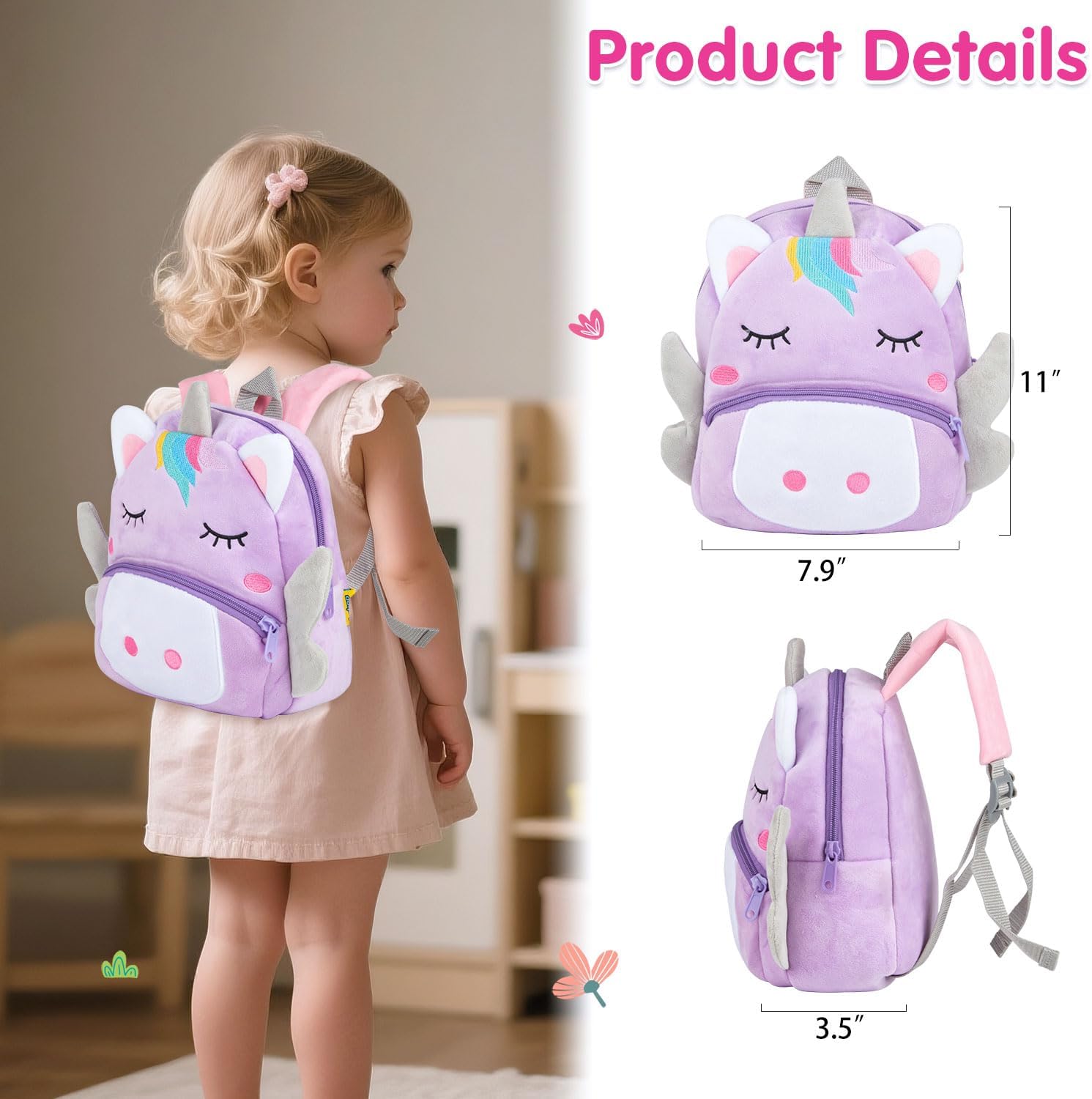 Pedolltree 13 Pcs Reborn Baby Doll Clothes Girl for 17-22 Inch Reborn Dolls | Accessories Realistic Baby Doll Unicorn Clothes with Backpack,4 Pcs Baby Doll Diapers,Bottle,Pretend Play Set