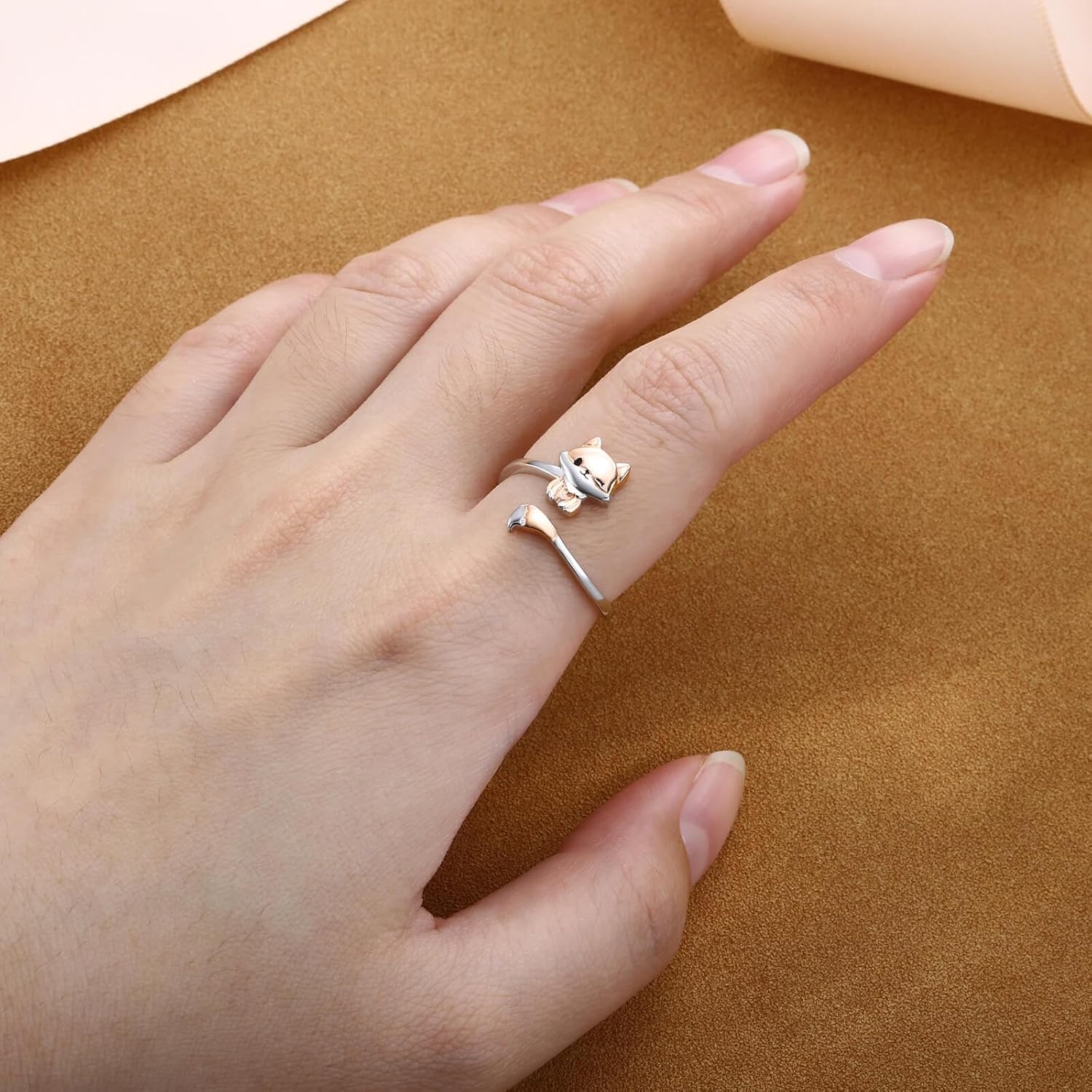 Fox Cat Red Panda Ring for Women Sterling Silver: 925 Adjustable Cute Animal Rings Cartoon Birthday Jewelry Gift for Animal Lovers - Image 6