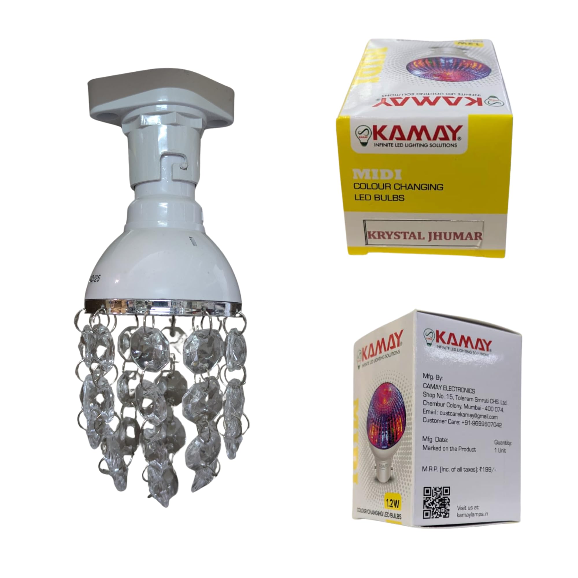 KAMAY Krystal Jhumar LED Bulb 1.2W | Crystal Chandelier Decorative Hanging Light | B22 Base | Multicolor Auto Color Changing Lamp for Home, Bedroom & Festive Decor | Made in India | Pack of 1-image-7