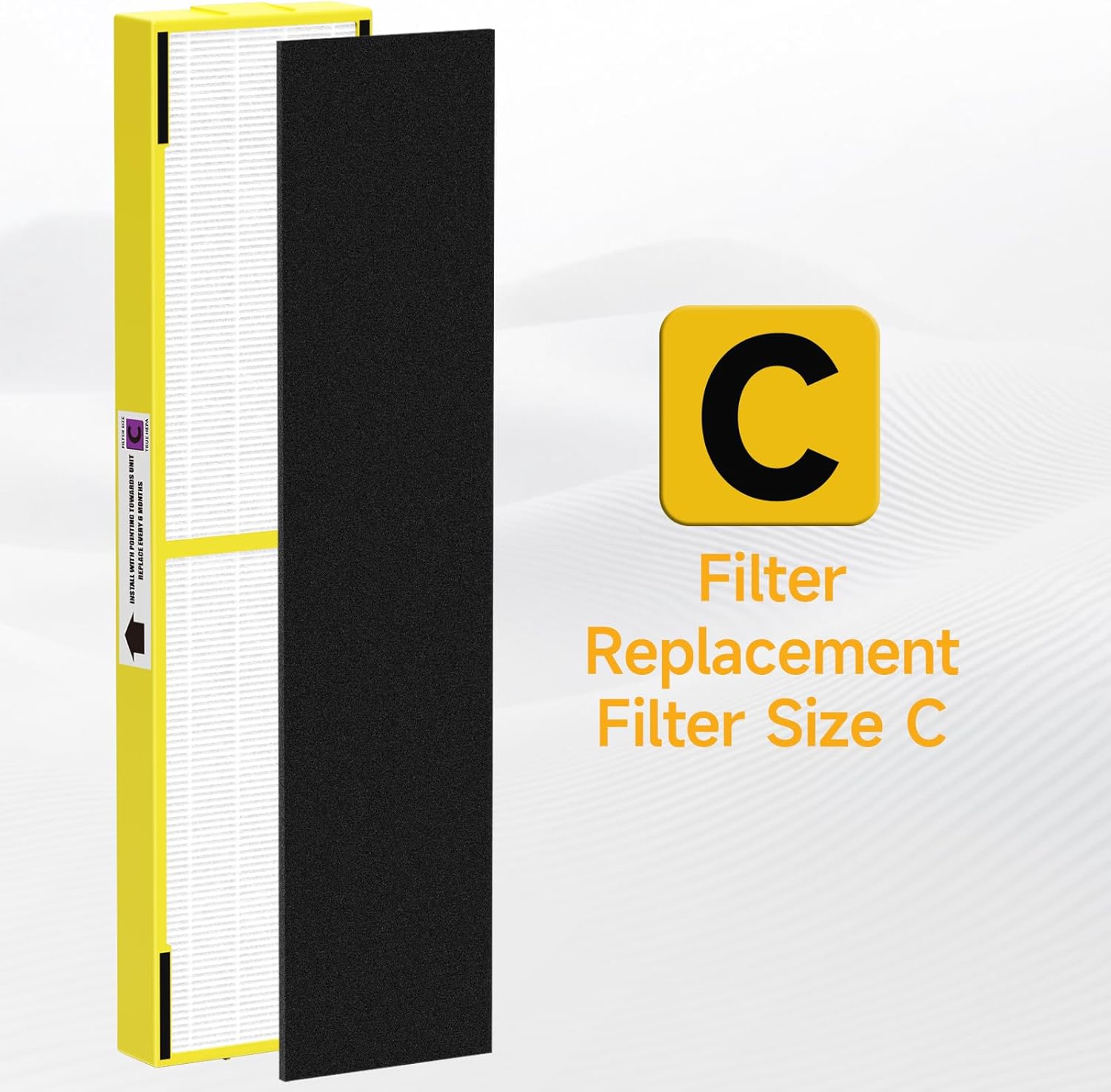 4 Pack FLT5000 True HEPA Replacement Filter C, Compatible with Germ-Guardian AC5000, AC5000E, AC5250PT, AC5350B, AC5350BCA, AC5350W, AC5300B, CDAP5500B, AP2800CA Air Purifiers