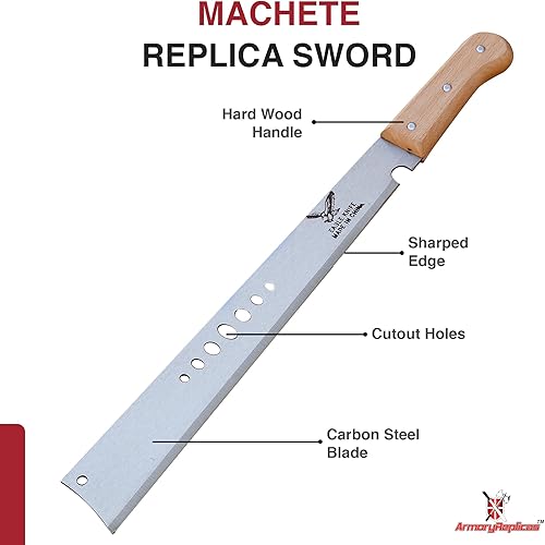 Miniatura 10 de Armory Replicas Cuchillo de machete de espiga completa - Herramienta multiusos para acampar al aire libre