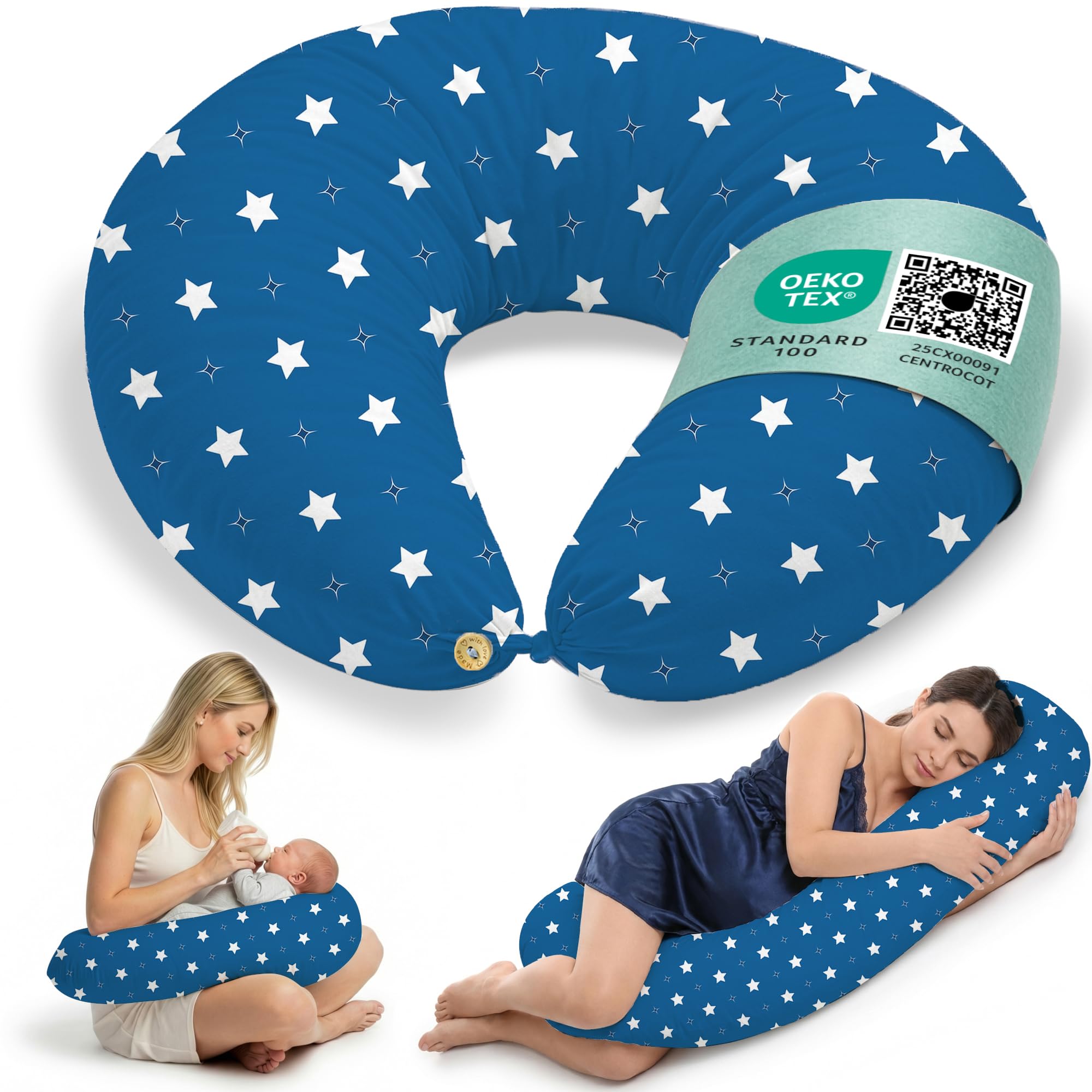 Stillkissen Schwangerschaftskissen XXL 200x70cm Lagerungskissen für Baby/Erwachsene Kissen für Schwangere Seitenschläferkissen mit Bezug aus Baumwolle Ergonomisch & Multifunktional 100% Waschbar