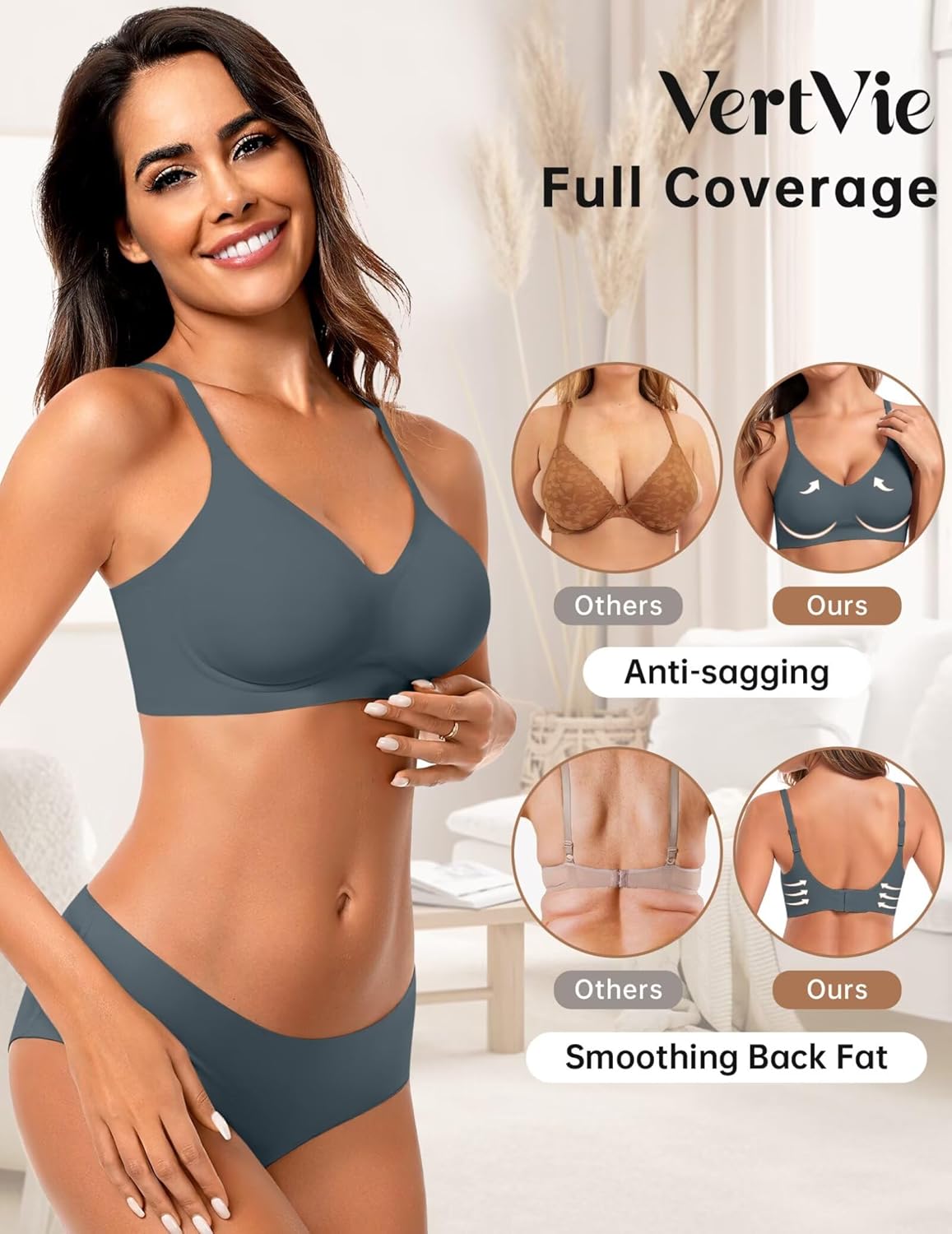 Vertvie Womens Seamless Jelly Bras No Underwire Comfort Push Up Bras Buttery Soft Wireless Bralette Full Coverage Sports Bra - Image 3