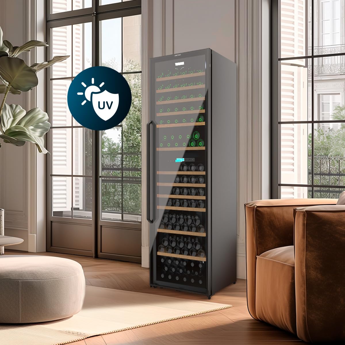 Cecotec Bolero GrandSommelier Duo 176000 Getränkekühlschrank 176 Flaschen Dual-Temperatur UV-Schutz Schwarz