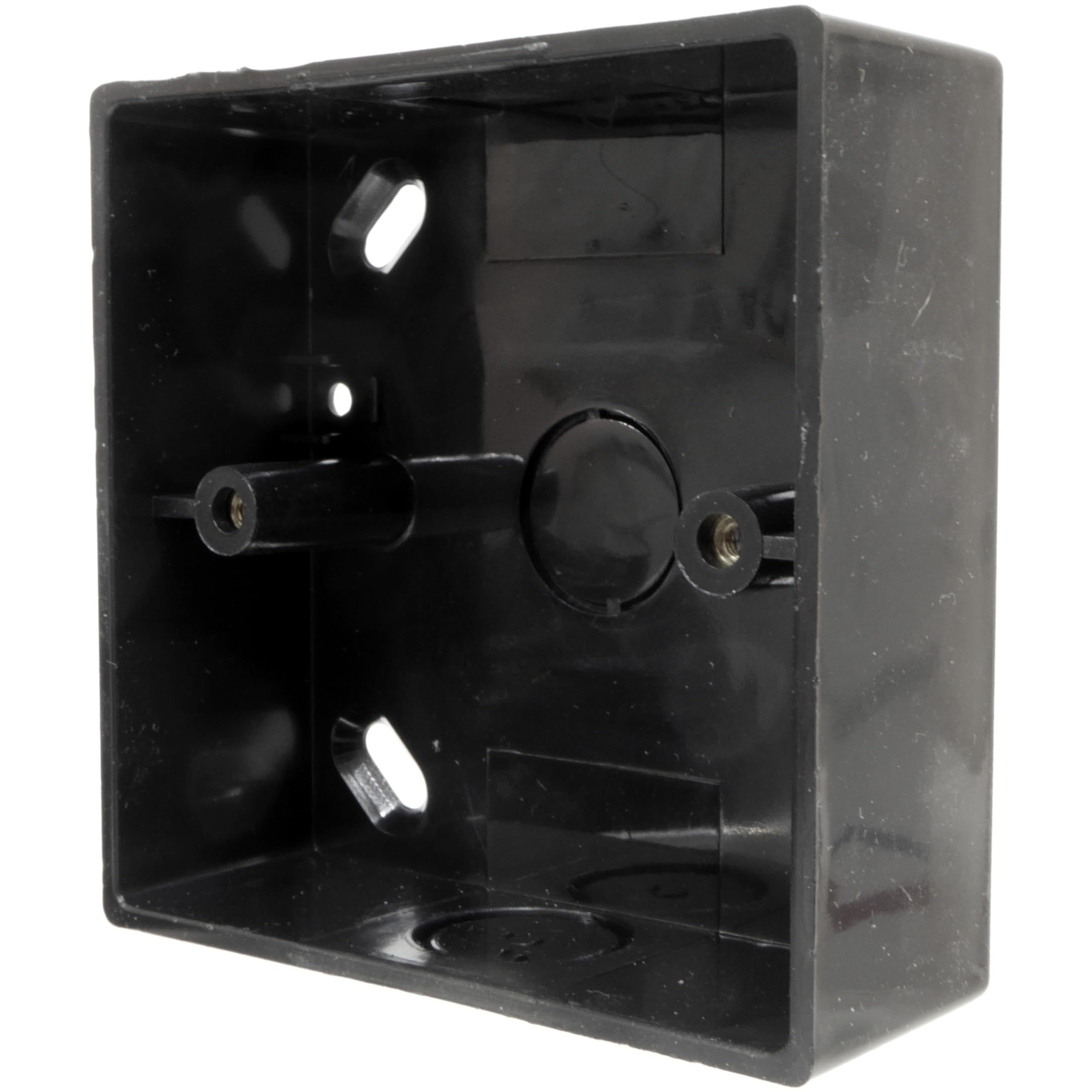 A1 Electrics A1electrics.com Black Pattress Box Single 32Mm Pvc Surface Box With Knockouts For 20Mm Conduit And 25X16mm Mini-Trunking (5)