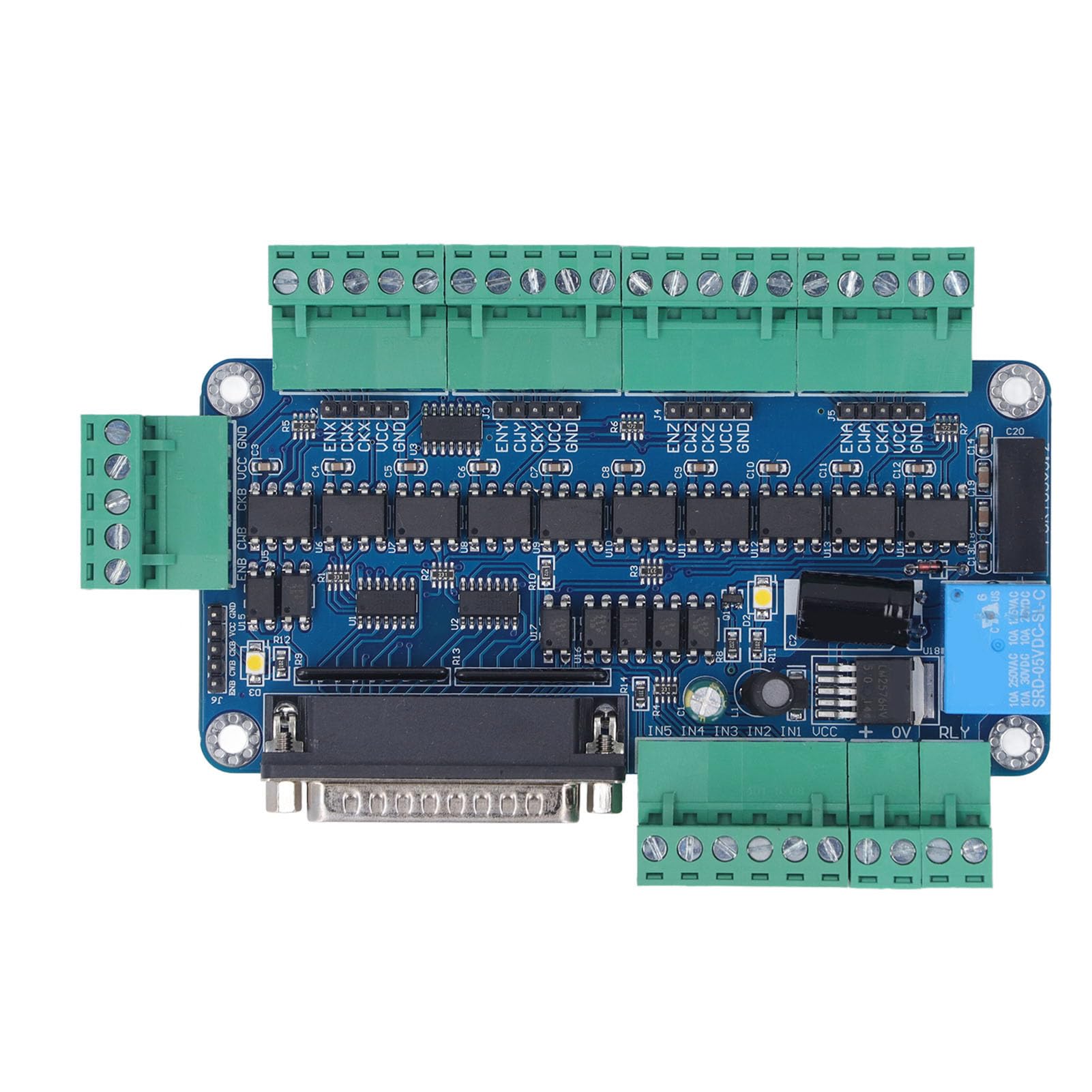 CNC-Schrittmotor-Controller-Board, 5-Achsen-Breakout-Board, kompatibel mit KCAM4 und EMC2, parallele Port-Schnittstellenverteilung für Schritttreiber, 12–60 V DC