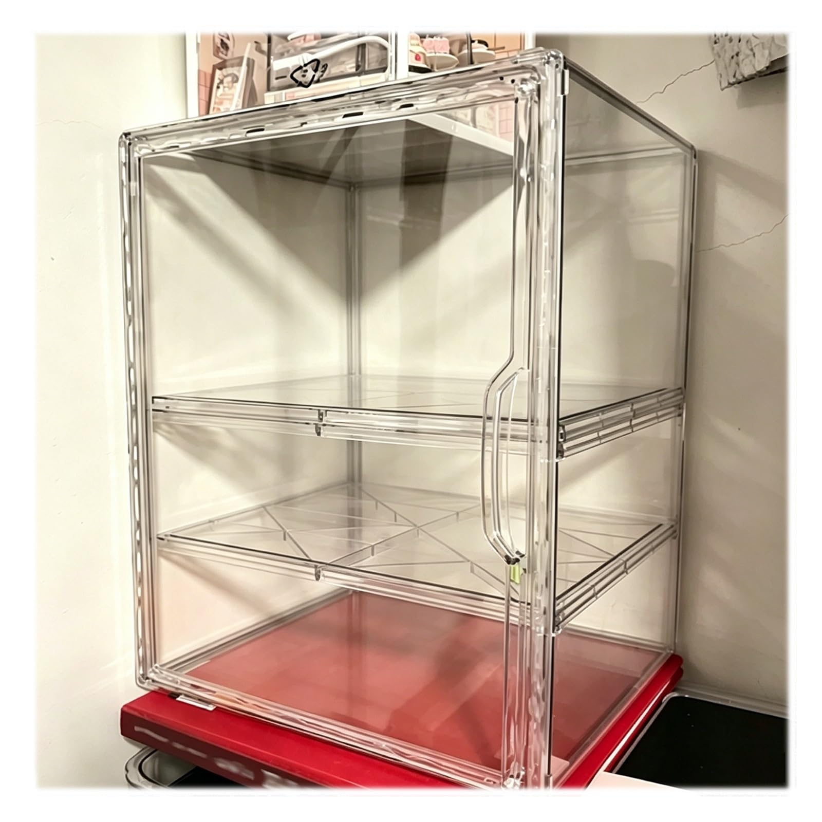 Teca Plexiglass Vetrina in Acrilico Impilabile, Scatola Portaoggetti Trasparente per Action Figure/Miniature/medaglie, Vetrina per Collezionisti in Acrilico di(3 Tiers)