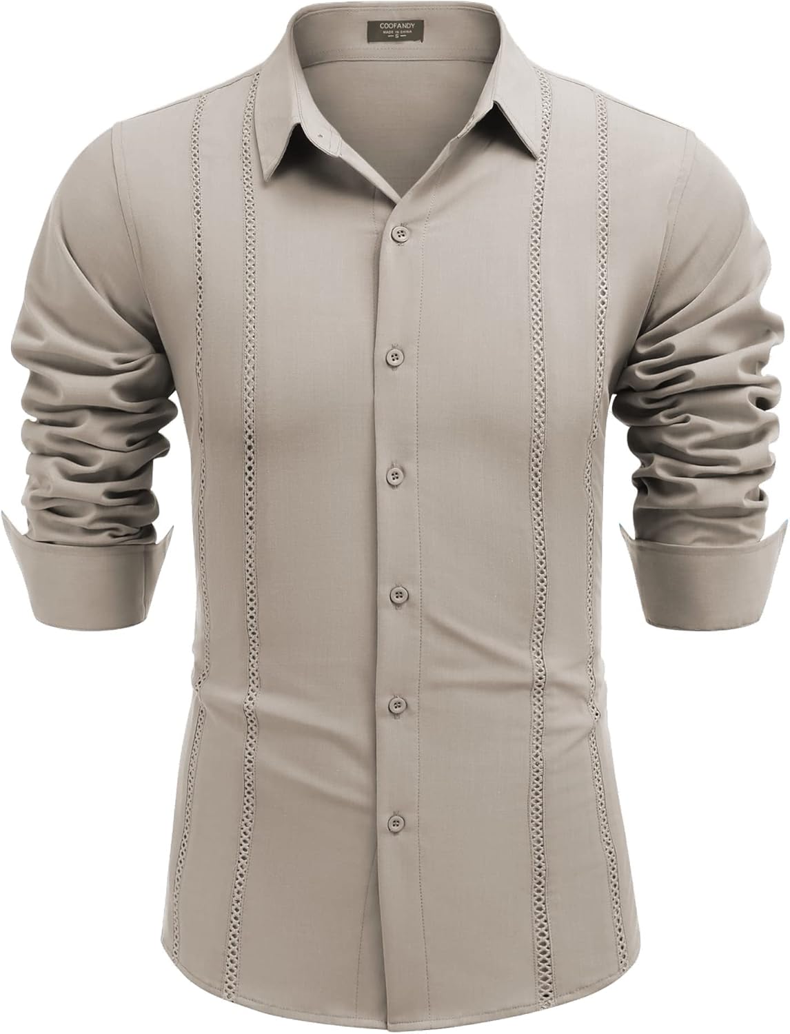 COOFANDY Mens Cuban Guayabera Shirt Casual Button Down Shirts Long Sleeve Summer Beach Shirts - Image 5