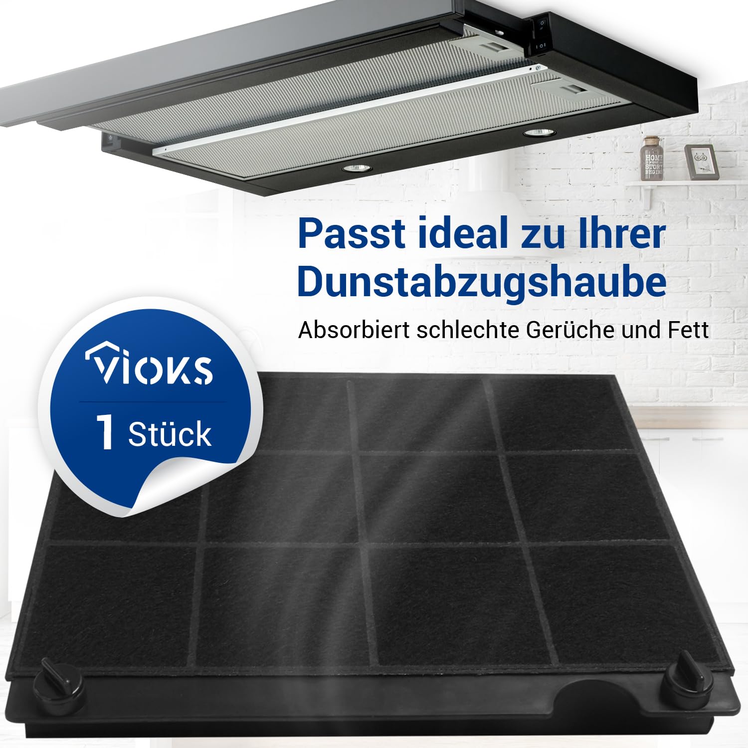VIOKS Filtr węglowy okap kuchenny 225 x 210 mm zamiennik do Elica Model15 Wpro 484000008575 CHF15/1 Type15 MCFE01 902980045/6 197465 AH040 FCH160 Candy 490195 95 90 29793818 filtr z węglem aktywnym