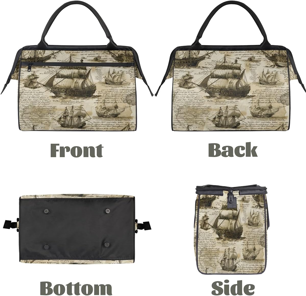 Sailing Newspaper Retro Small Overnight Weekender Tote Bag for Women Men Foldable Travel Duffel Bags Lightweight Sports Gym Bag Waterproof Carry On Luggage Weekender Bag for Traveling Gifts
