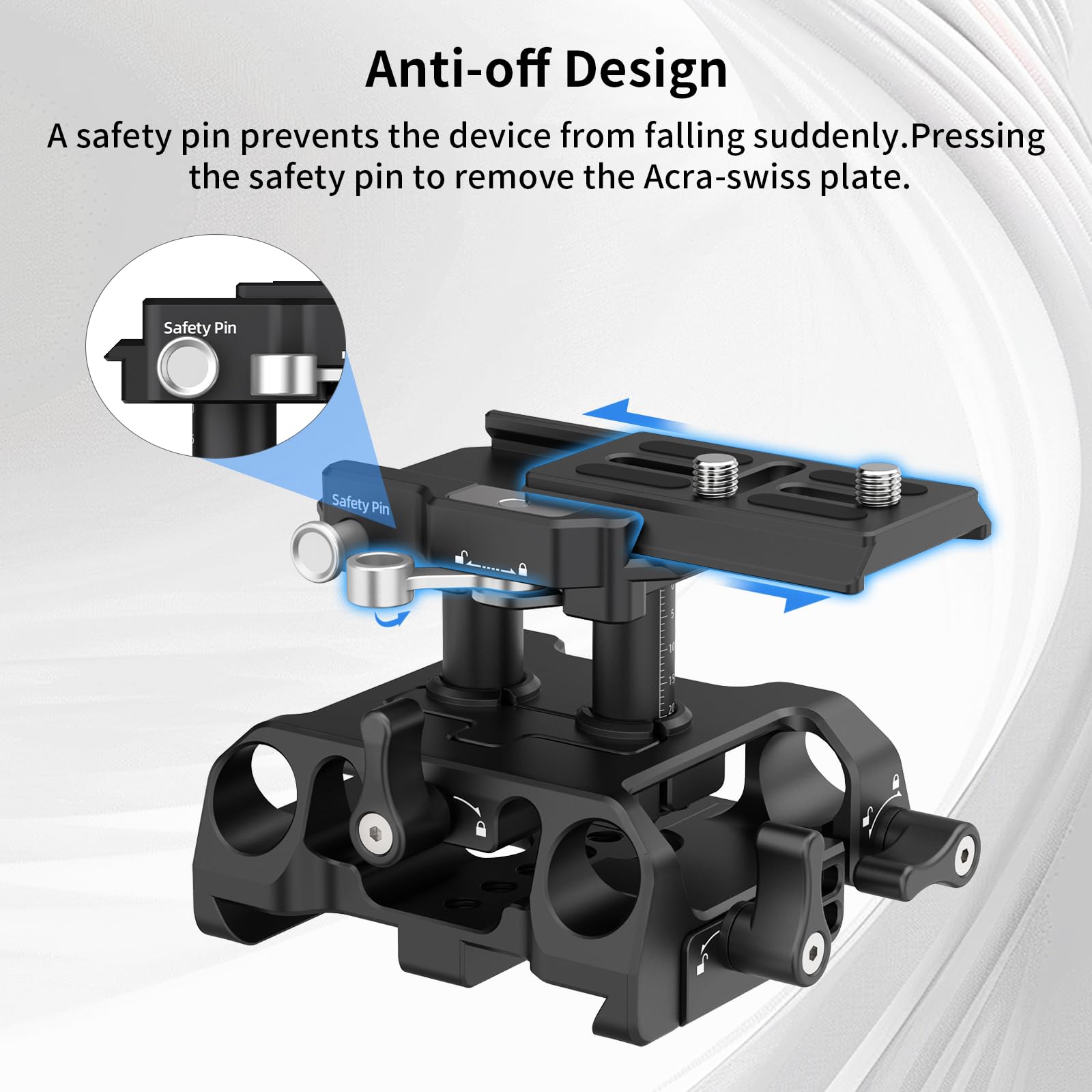 Nitze Piastra di Base 15 mm Regolabile in Altezza per Arca Swiss, Piastra di Base Universale LWS con Morsetti per Asta da 15mm & Morsetto a Coda di Rondine ARRI - PB20A
