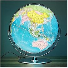 POCHY Practical Globe 720 Rotation Educational Globes Metal Stand Base Geographic Globe Illuminated Night Light World Globe for Home Office Beautifully Decor