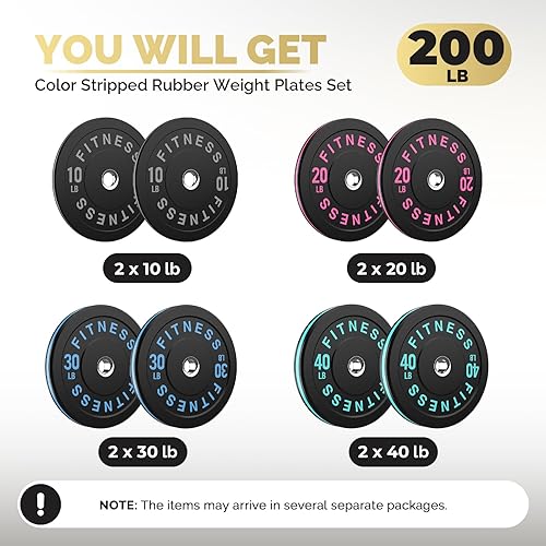 Miniatura 192 de 2 Inch Bumper Plates，10-500lbs，Barbell Rubber Olympic Weight Plates Set for Home Gym, Strength Training & Weight Lifting, Multiple Options