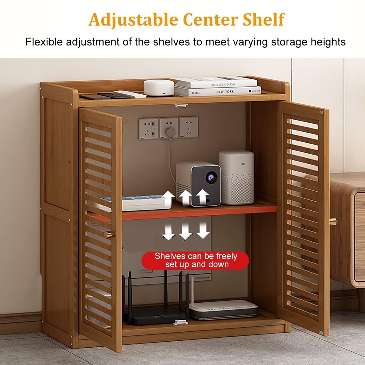 Boîte de Rangement pour Routeur sur Pied Modem, Armoire de Rangement WiFi, Étagère Double, Cache et Solution de Rangement pour Espaces Bien Rangés(White,H97cm/38in)