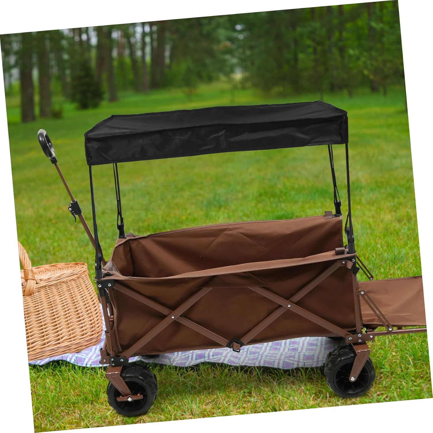 Foldable Outdoor Utility Wagon Canopy with Uv Protection and Rainproof Cover Fit for Strollers for Camping Picnic Beach Market Stalls and Accessories