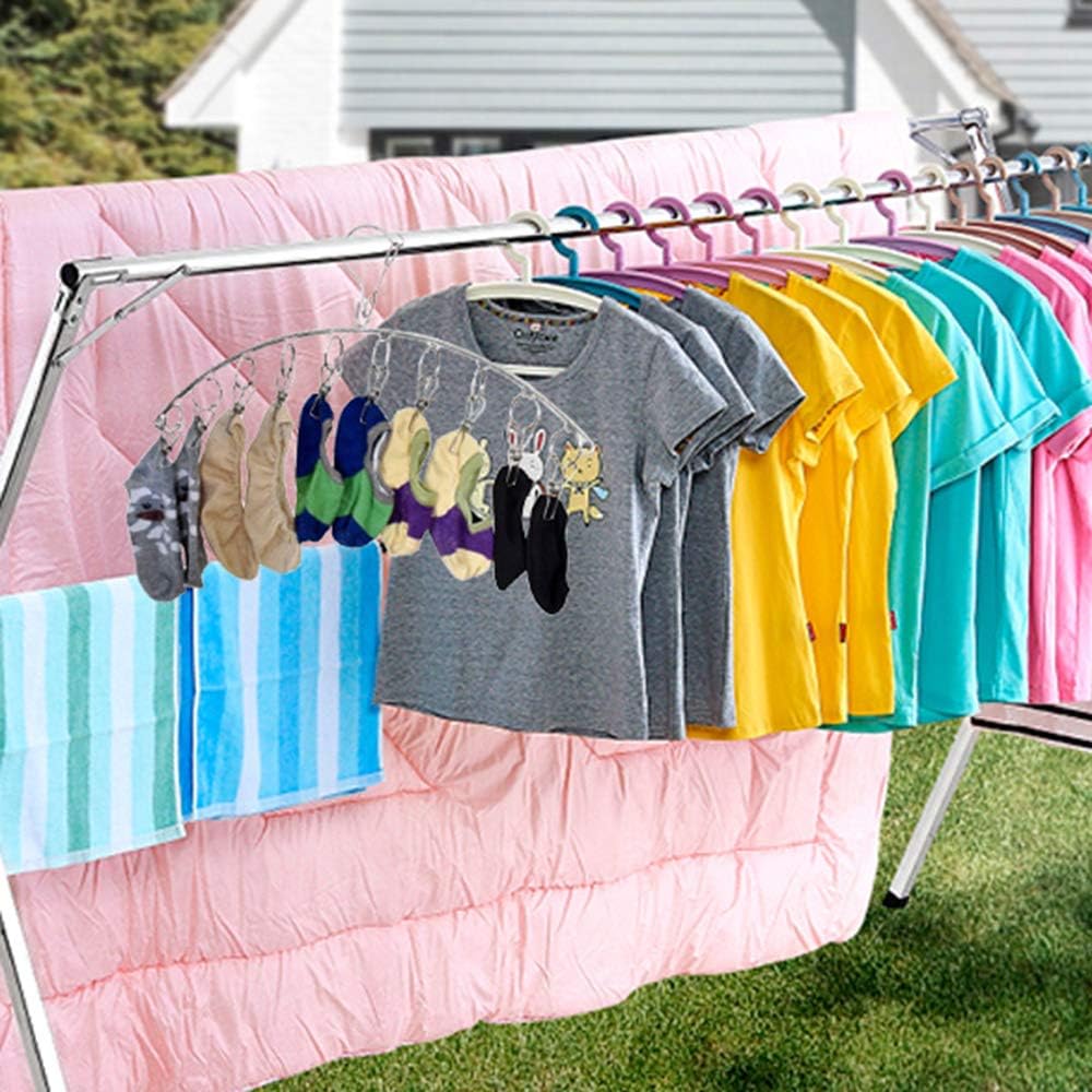 DUOFIRE Stainless Steel Clothes Drying Racks Drying Hanger Laundry Drip Hanger (10-Clips, Silvery-2 Pack)