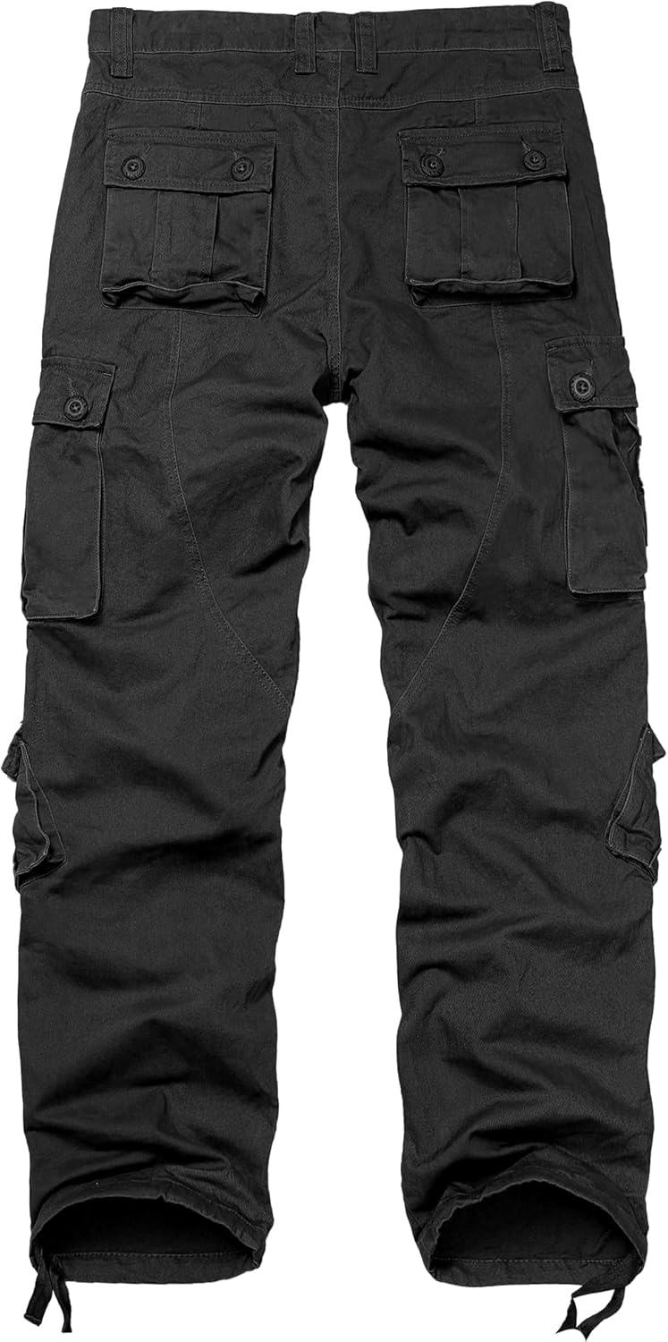Men's Cotton Cargo Tactical Pants for Casual Work Travel Wild Streetwear with 9 Pockets Relaxed Fit No Belt - Image 3