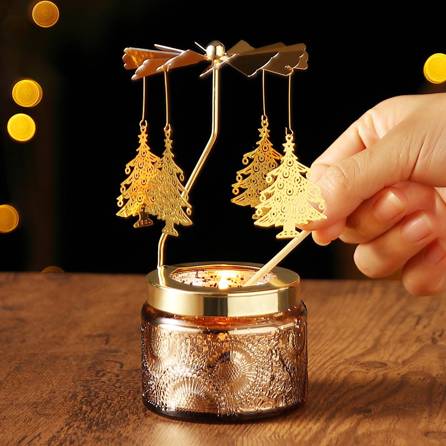 Vela aromática giratoria para árbol de Navidad, regalos para mujeres