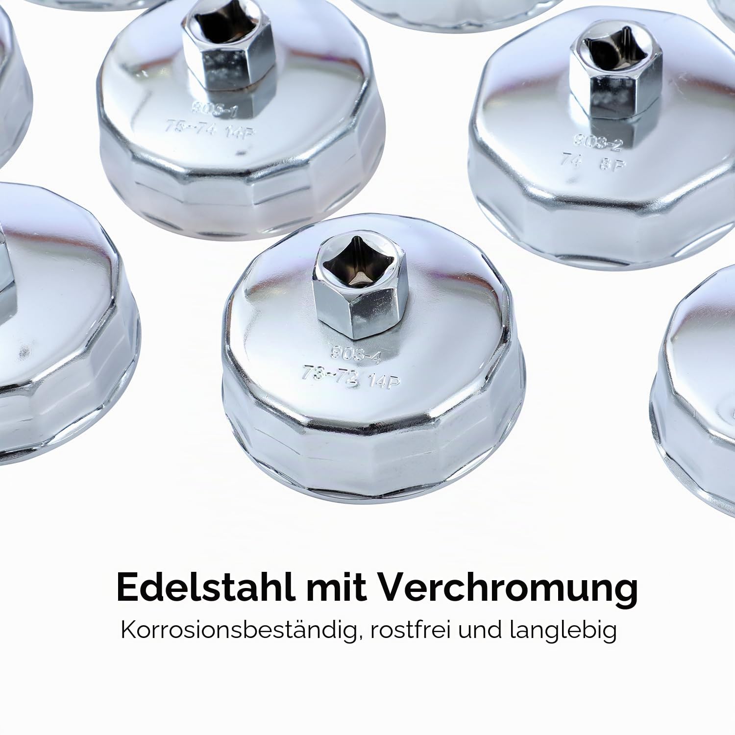 TOPWAY 25-teilig 1/2" Ölfilterkappen Satz Edelstahl Ölfilterschlüssel Ölfilter Schraubenschlüssel Entfernungswerkzeug für Garage, Auto Reparatur