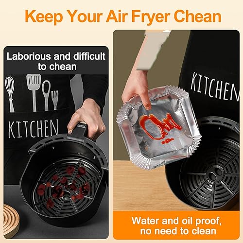 Miniatura 3 de Revestimientos de papel desechables para freidora de aire, 100 piezas de papel de aluminio para freidora de aire, hojas cuadradas antiadherentes de