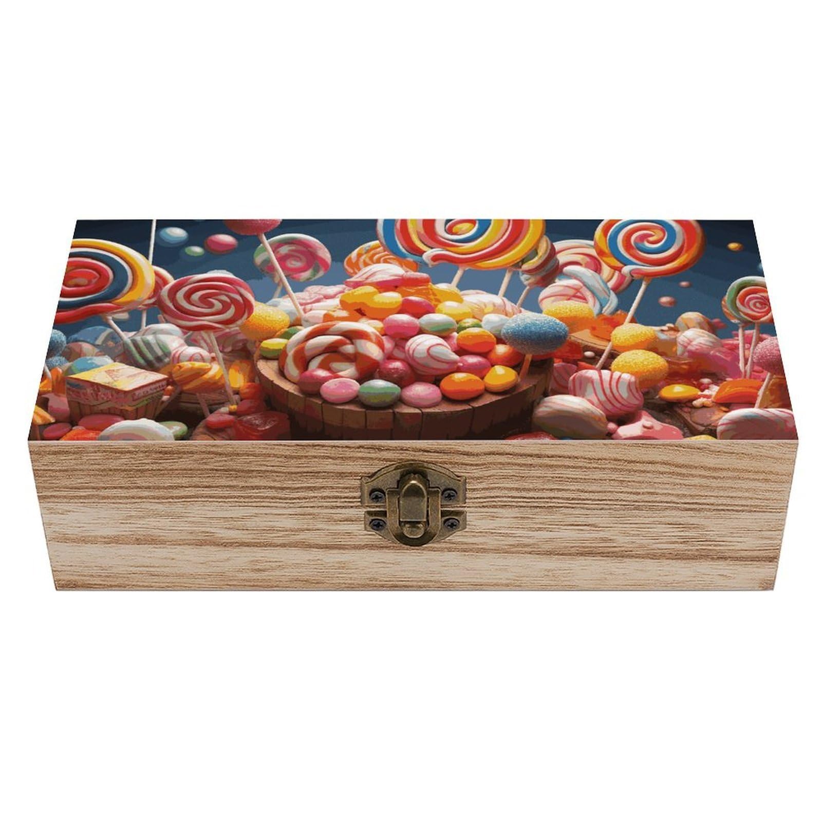 NONHAI Wooden Storage Box Colour Candy Wood Gift Box with Hinged Lid Vintage Decorative Jewelry Boxes Memory Box for Jewelry Art Hobbies Home Storage Treasure Keepsake Gift 7.9''x3.9''x2.3''
