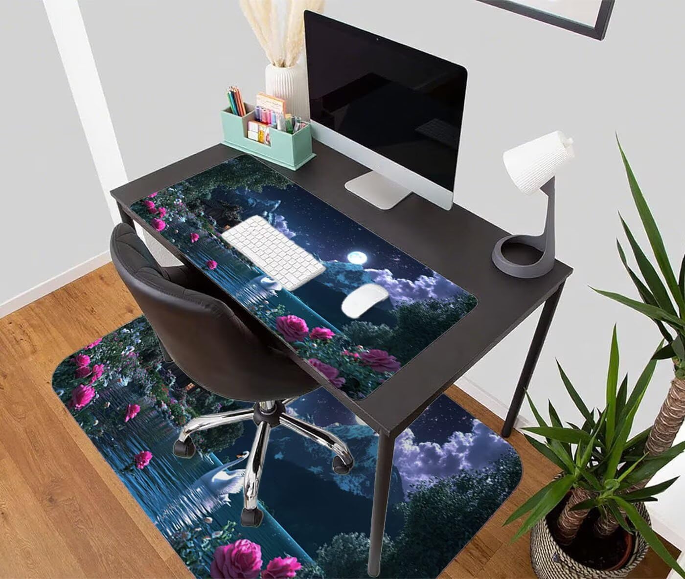 Podkładka pod mysz do gier Jezioro Podkładka pod mysz XXL 1000 x 500 x 3 MM Podkładka pod mysz na biurko z antypoślizgową gumową podstawą Wodoodporna zszyte krawędzie, do biura i domu, szybsza S-7497
