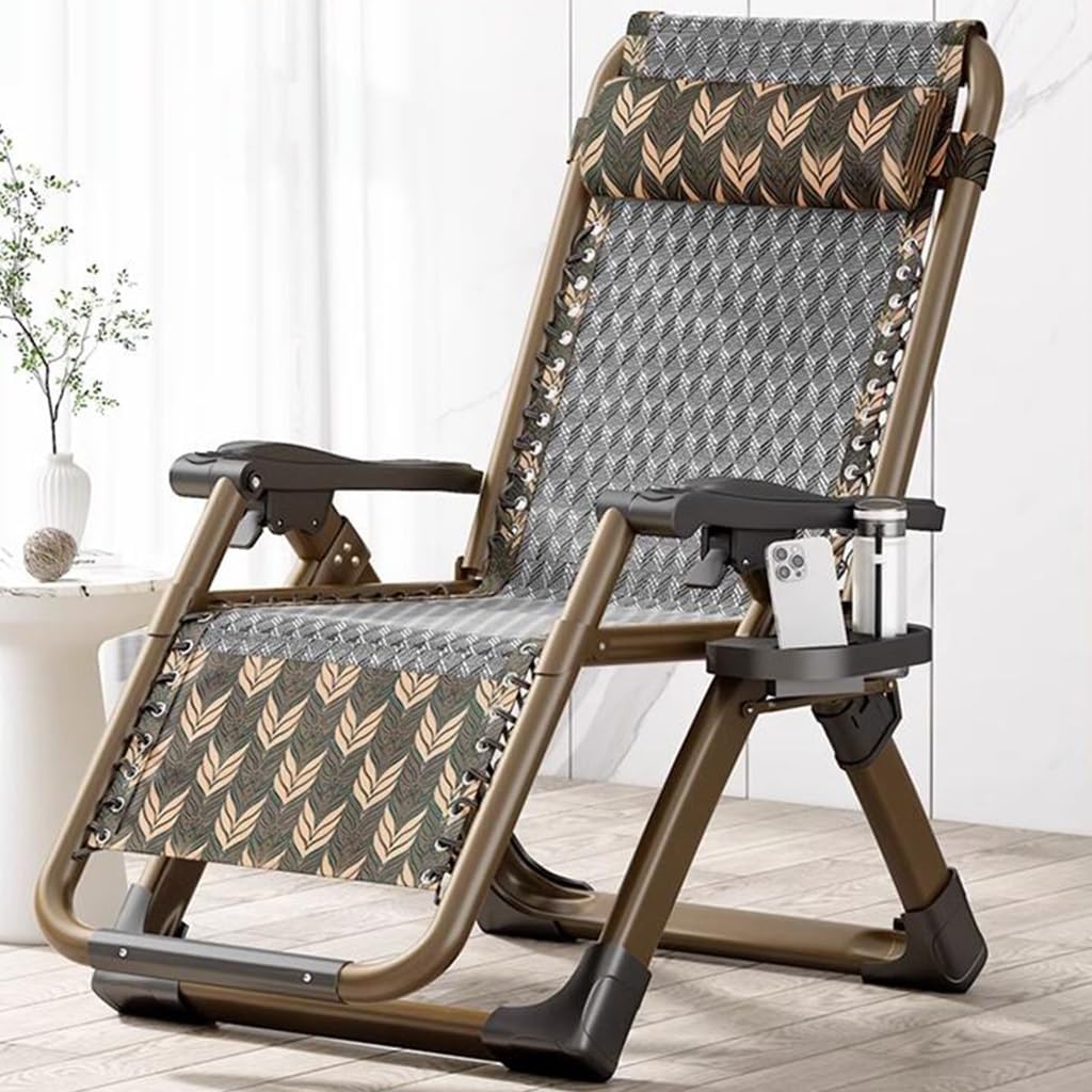 Generic Zero Gravity Chairs Patio Lounge Chairs Outdoor Beach Chair with Pillow and Cup Holder, Adjustable Folding Reclining Lawn Chair Pool Chairs for Pool Side Camping Yard Beach (Color : /Gray)