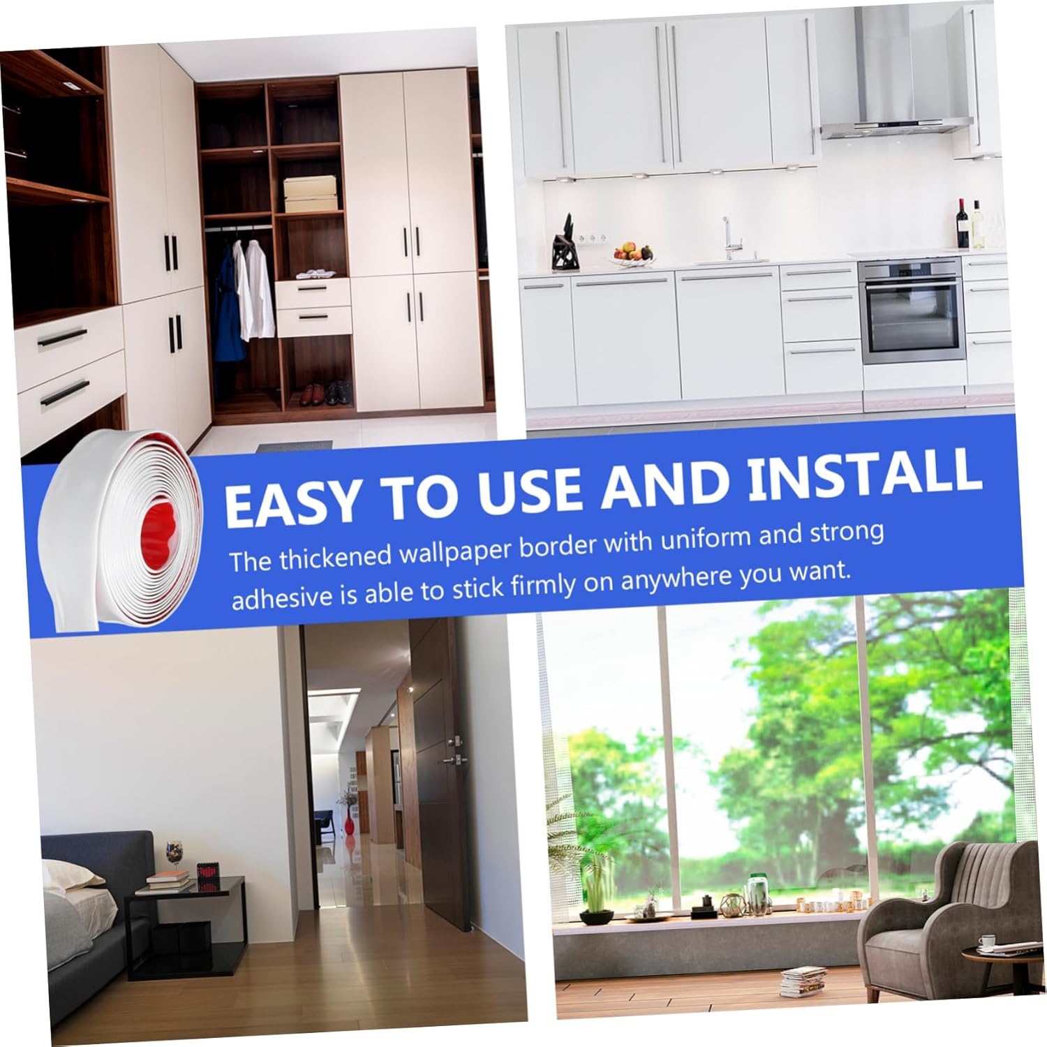 Uonlytech Peel and Stick PVC Baseboard Self-Adhesive Wall Trim Molding DIY Friendy Decorative Trim