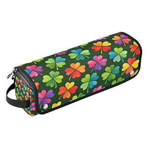 Colorful Clover Leaves Hair Tools Travel Bag Portable Hair Accessory Organizer with Heat Resistant Mat 2 in 1